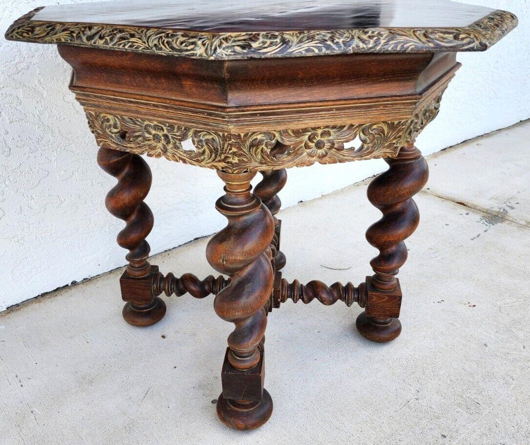 Oak Antique French Table Louis XIII Octagonal Barley Twist 1800s For Sale