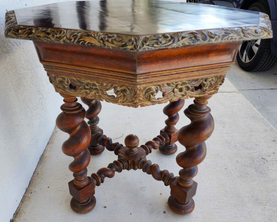 Antique French Table Louis XIII Octagonal Barley Twist 1800s For Sale 1