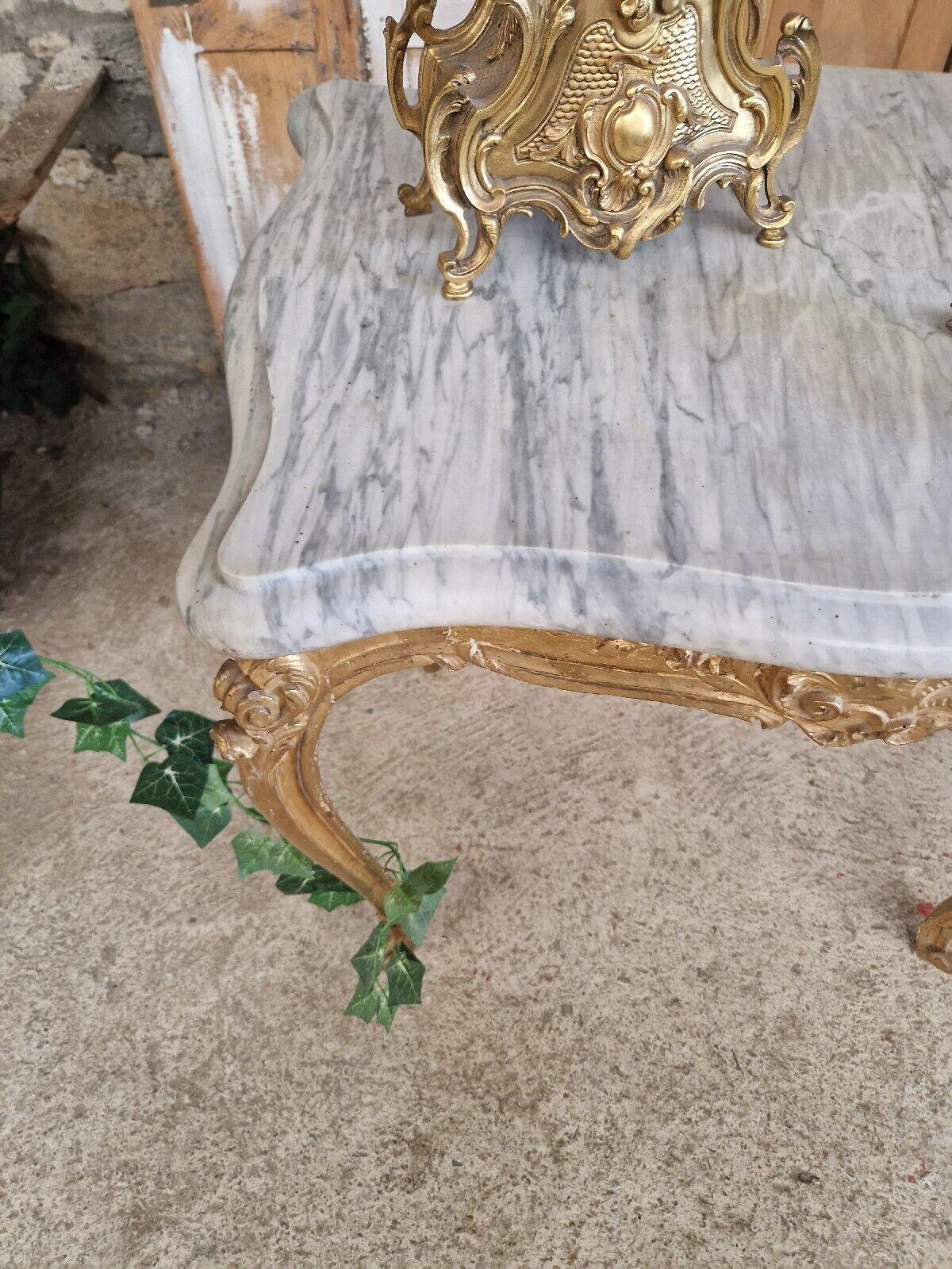 Antique French Table Louis XV Style with Marble Top For Sale 1