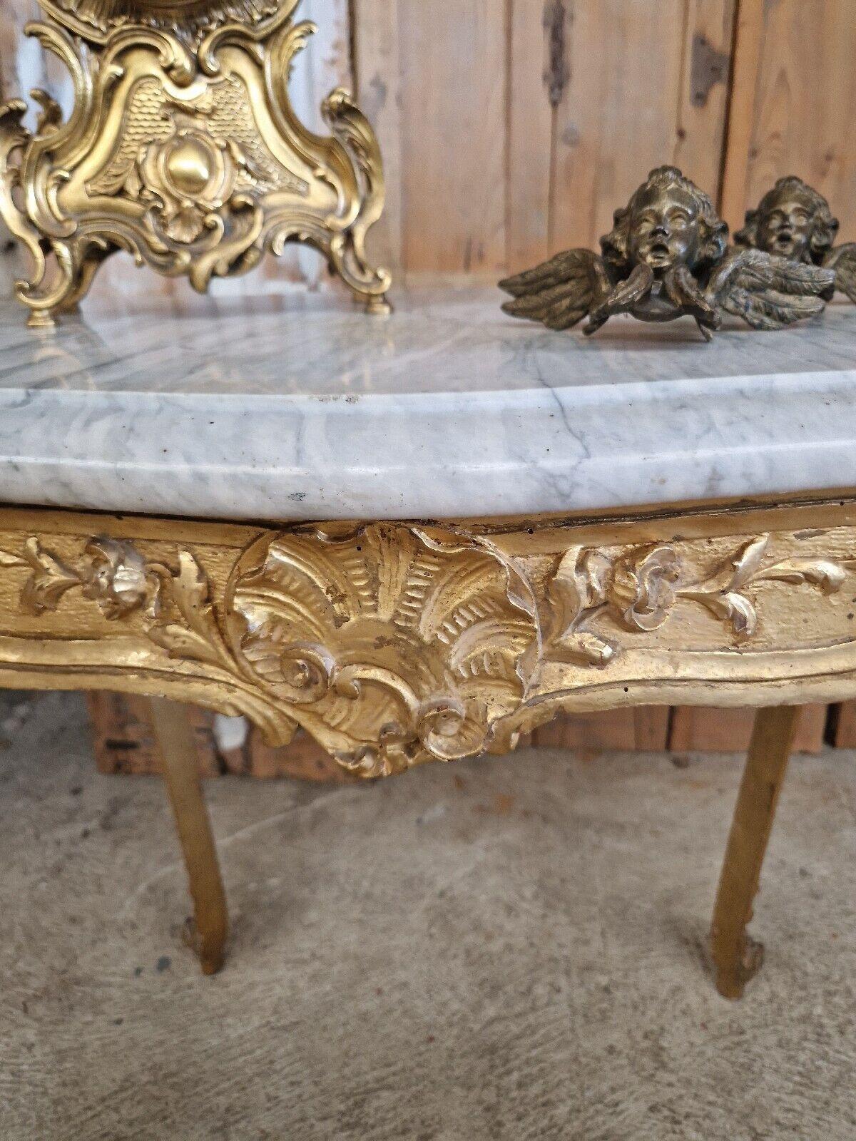 Antique French Table Louis XV Style with Marble Top For Sale 4