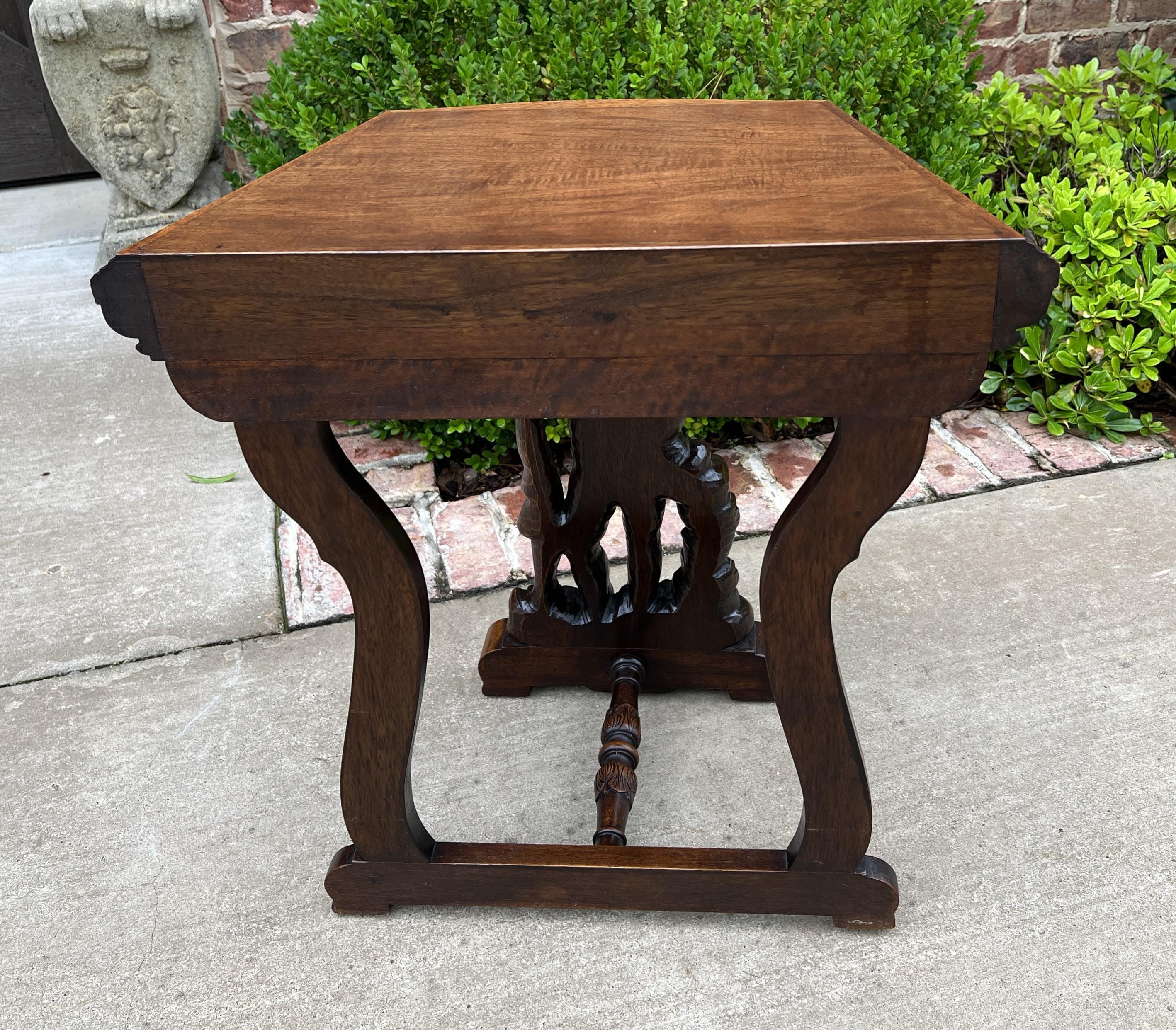 Antique French Table Side Table End Table Nightstand Pedestal Cherub Walnut 9