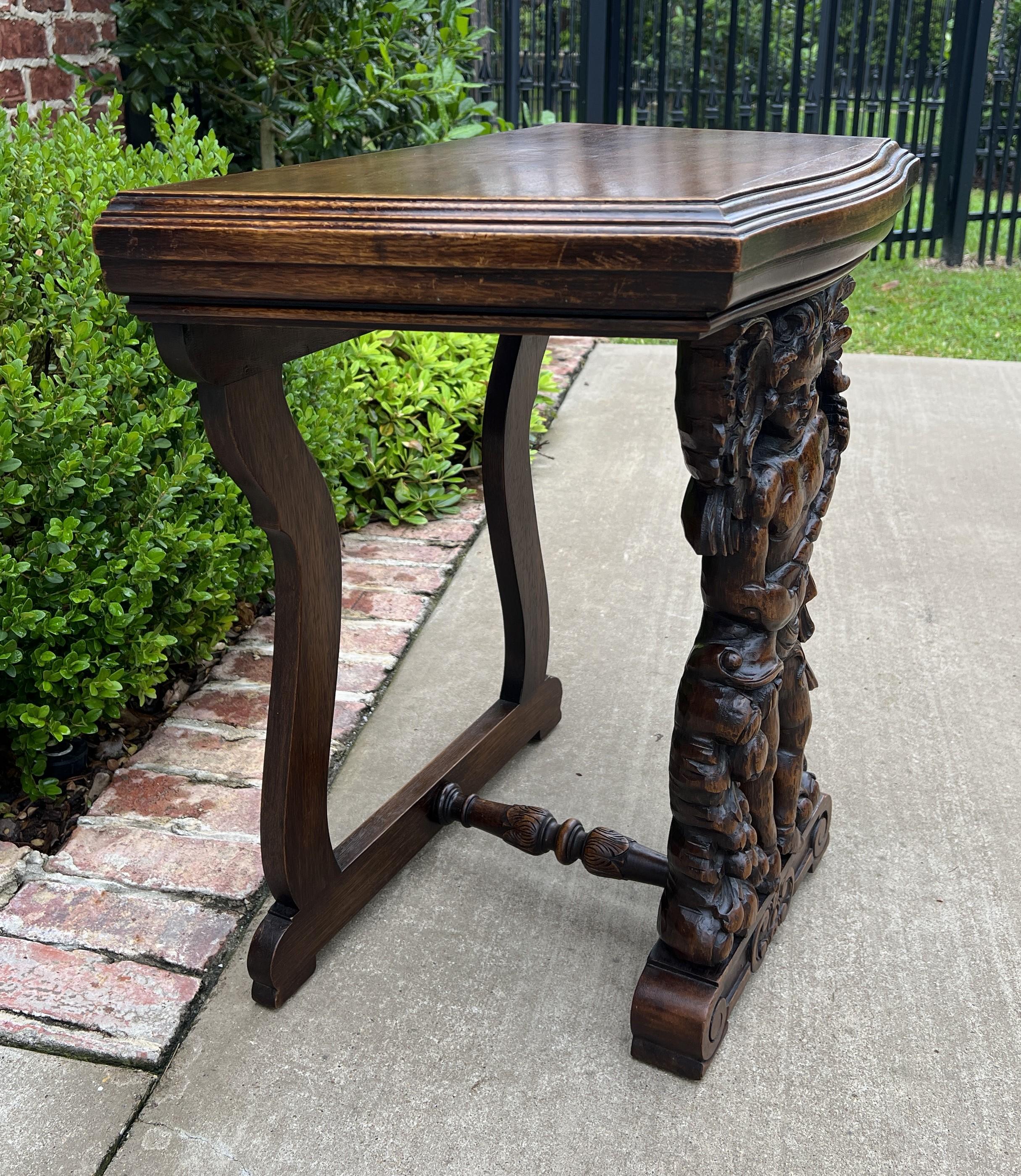 Antique French Table Side Table End Table Nightstand Pedestal Cherub Walnut 3