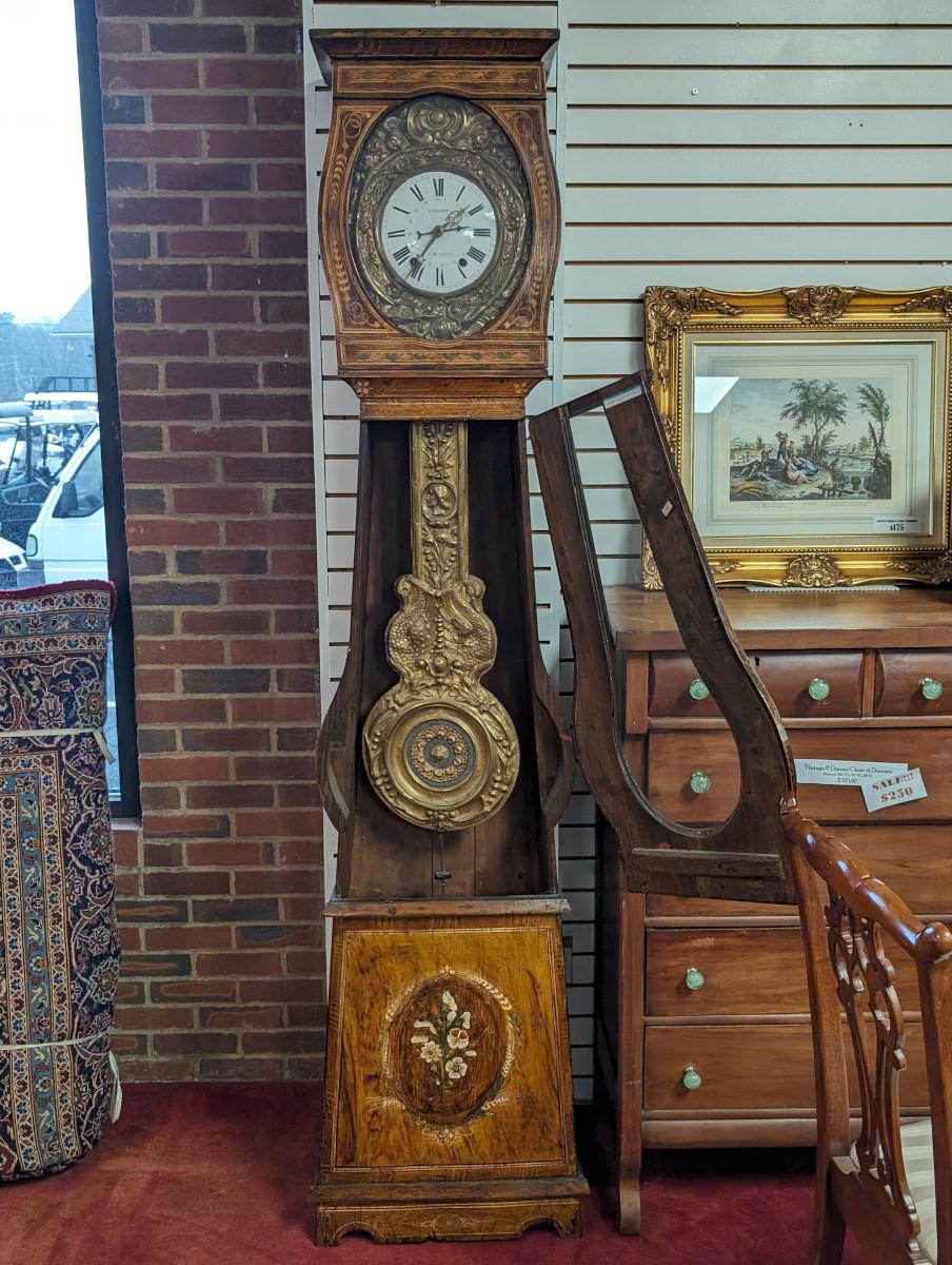 Antique French Tall Case Clock, Painted Case 7