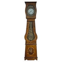 Horloge française ancienne à grand boîtier peinte