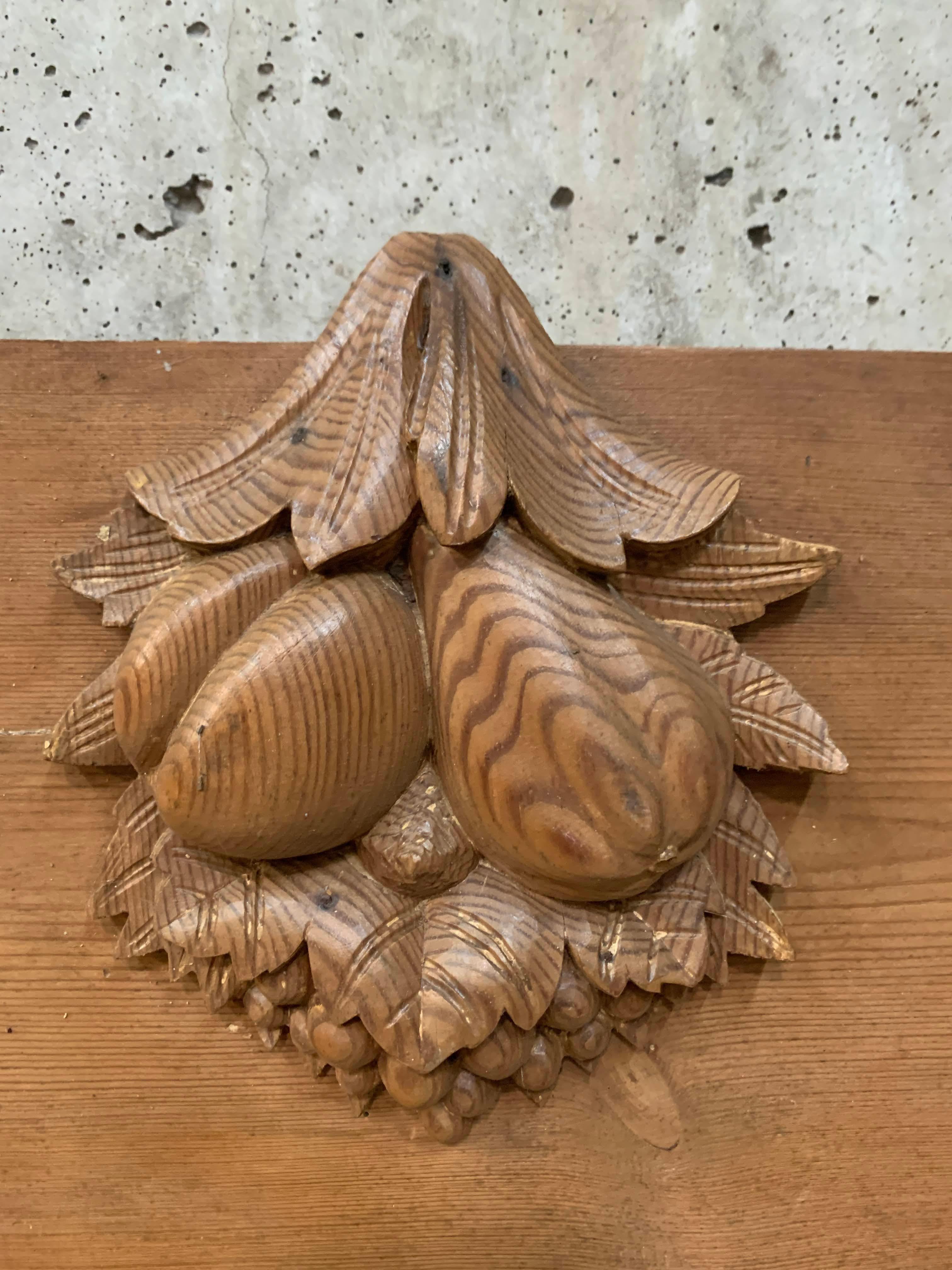 Antique French Tall Pine Buffet With Carved and Scrolling Center Display Shelves 3