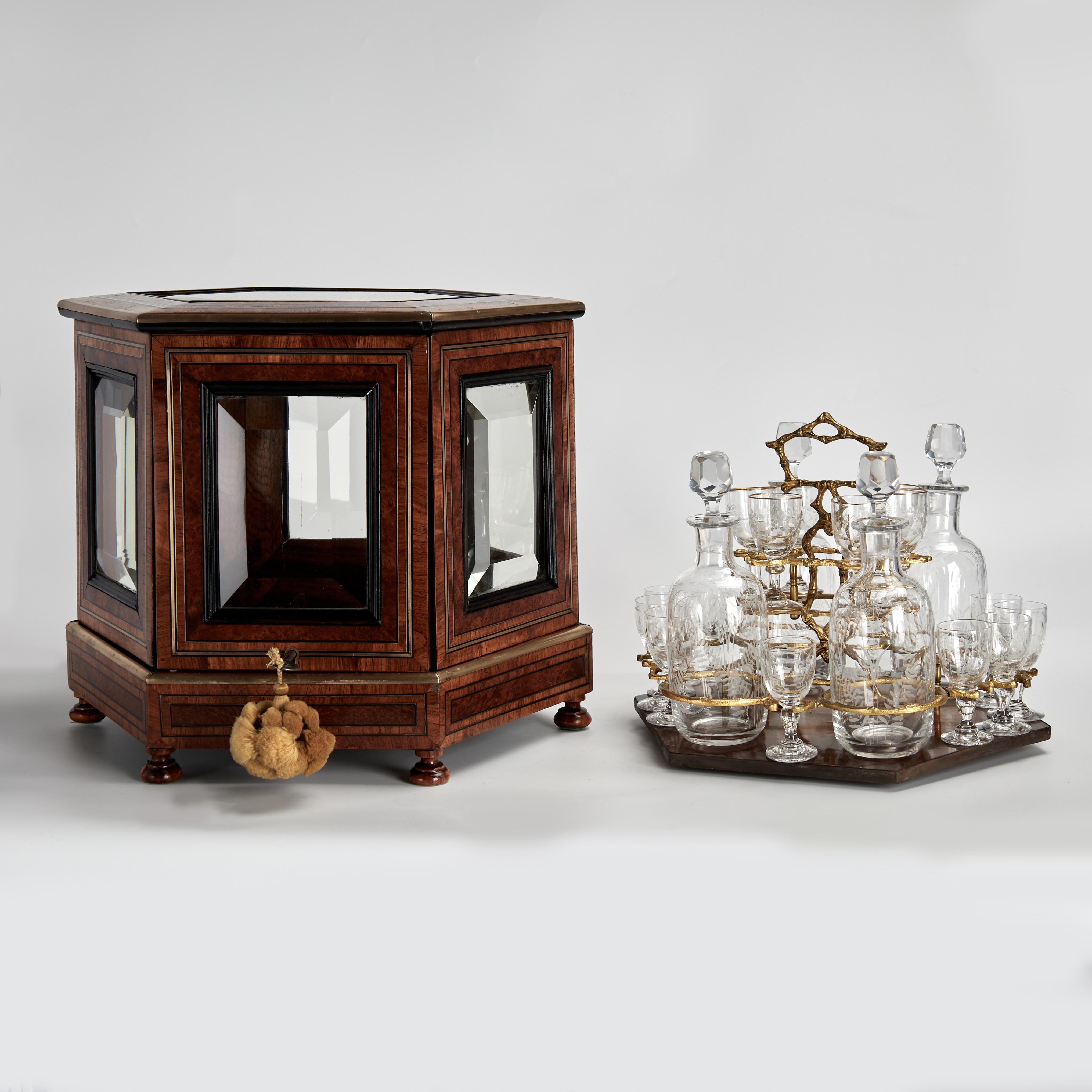 Antique French Tantalus Decanter Set da bar in vendita 2