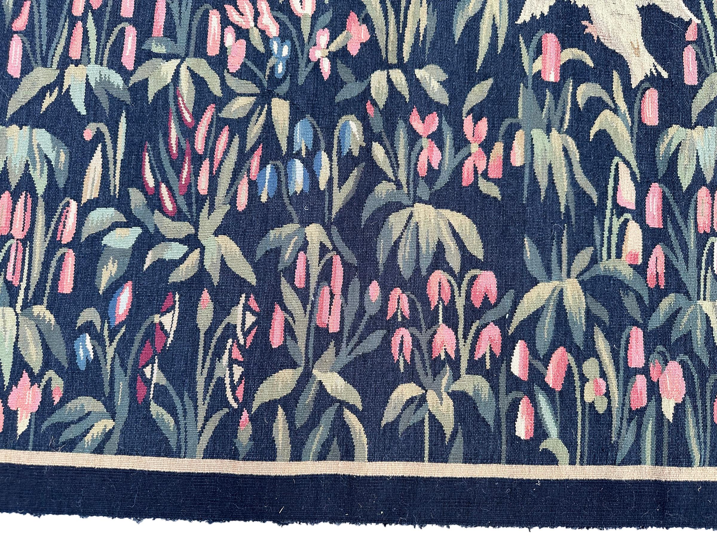 Antique French Tapestry 124cmx244cm Ascending 4x8 Landscape Birds Bunnies c.1930 For Sale 3