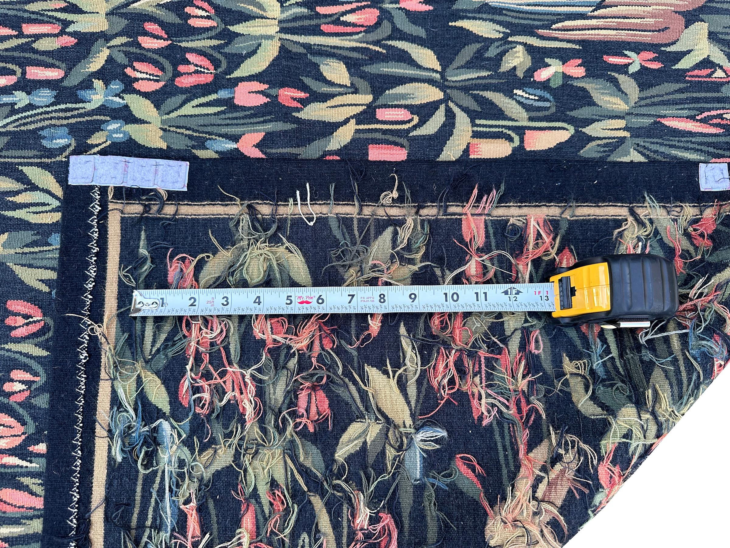 Antique French Tapestry 124cmx244cm Ascending 4x8 Landscape Birds Bunnies c.1930 For Sale 4