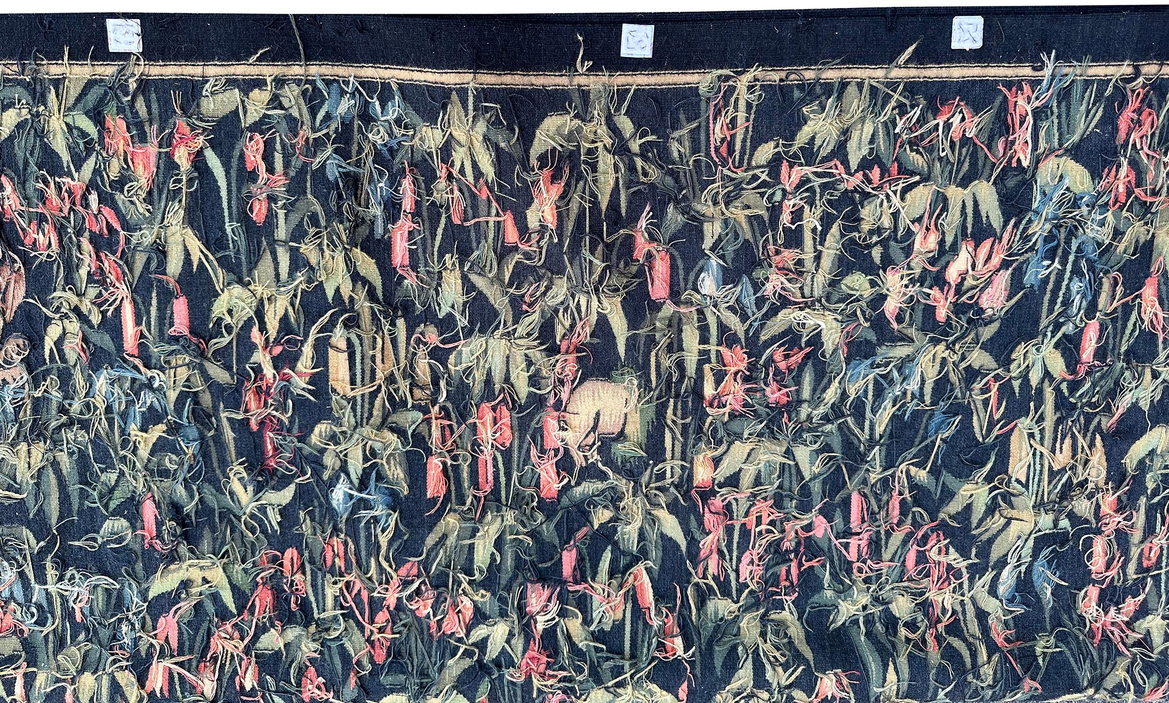 Antique French Tapestry 124cmx244cm Ascending 4x8 Landscape Birds Bunnies c.1930 For Sale 6