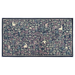 Antique French Tapestry 124cmx244cm Ascending 4x8 Landscape Birds Bunnies c.1930