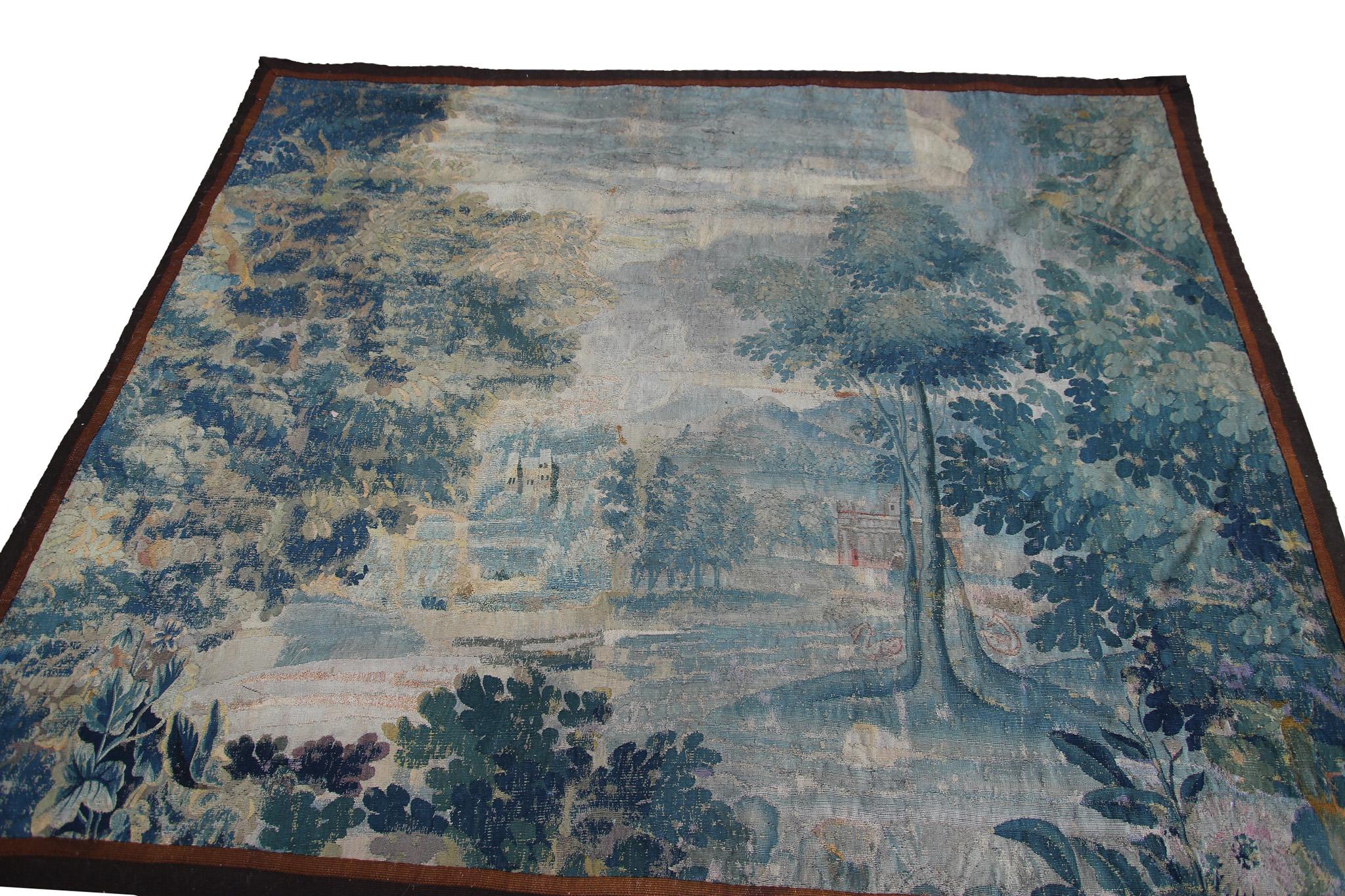 Antique French Tapestry 18th Century Handwoven Wool & Silk 5x6 143cm x 183cm 5