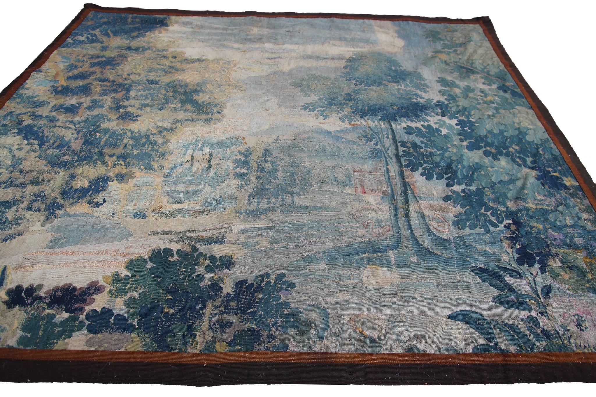 Antique French Tapestry 18th Century Handwoven Wool & Silk 5x6 143cm x 183cm 8