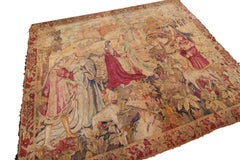 Antique French Tapiz 1920 Hecho a mano 6x8 Fundamento de lana 1920