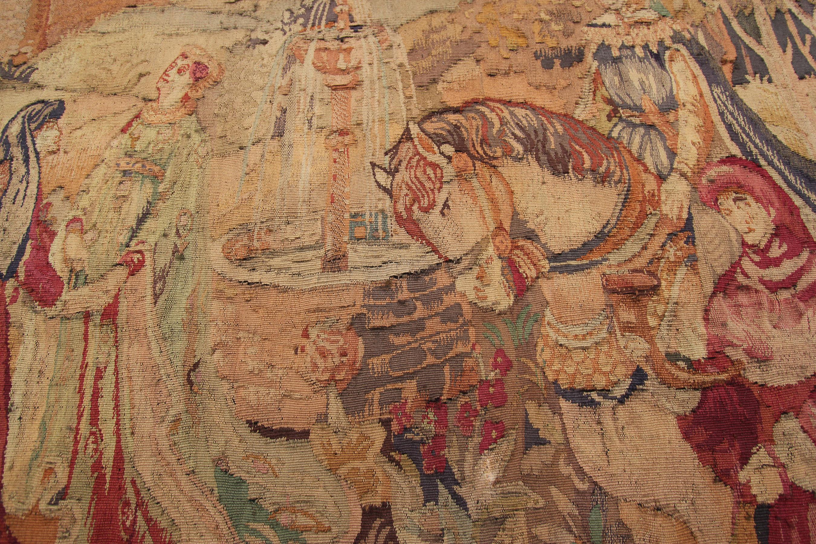 Early 20th Century Antique French Tapestry 1920 Handmade 6x8 Wool foundation 1920 For Sale