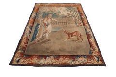 6x8 Antique French Tapestry Handmade Wool foundation 188cm x 226cm c.1890