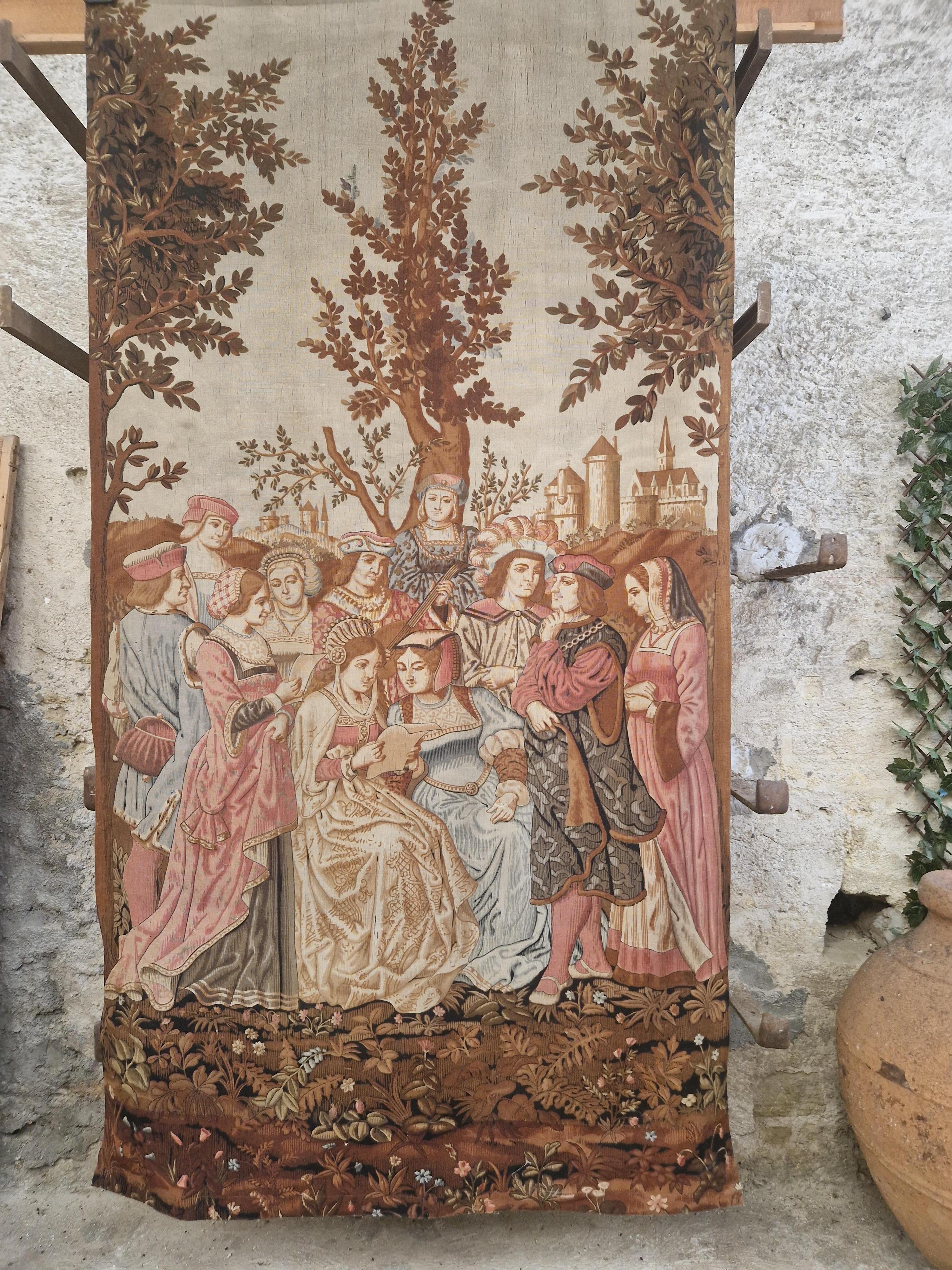 Antique French Tapestry 19th Century Large Verdure 13