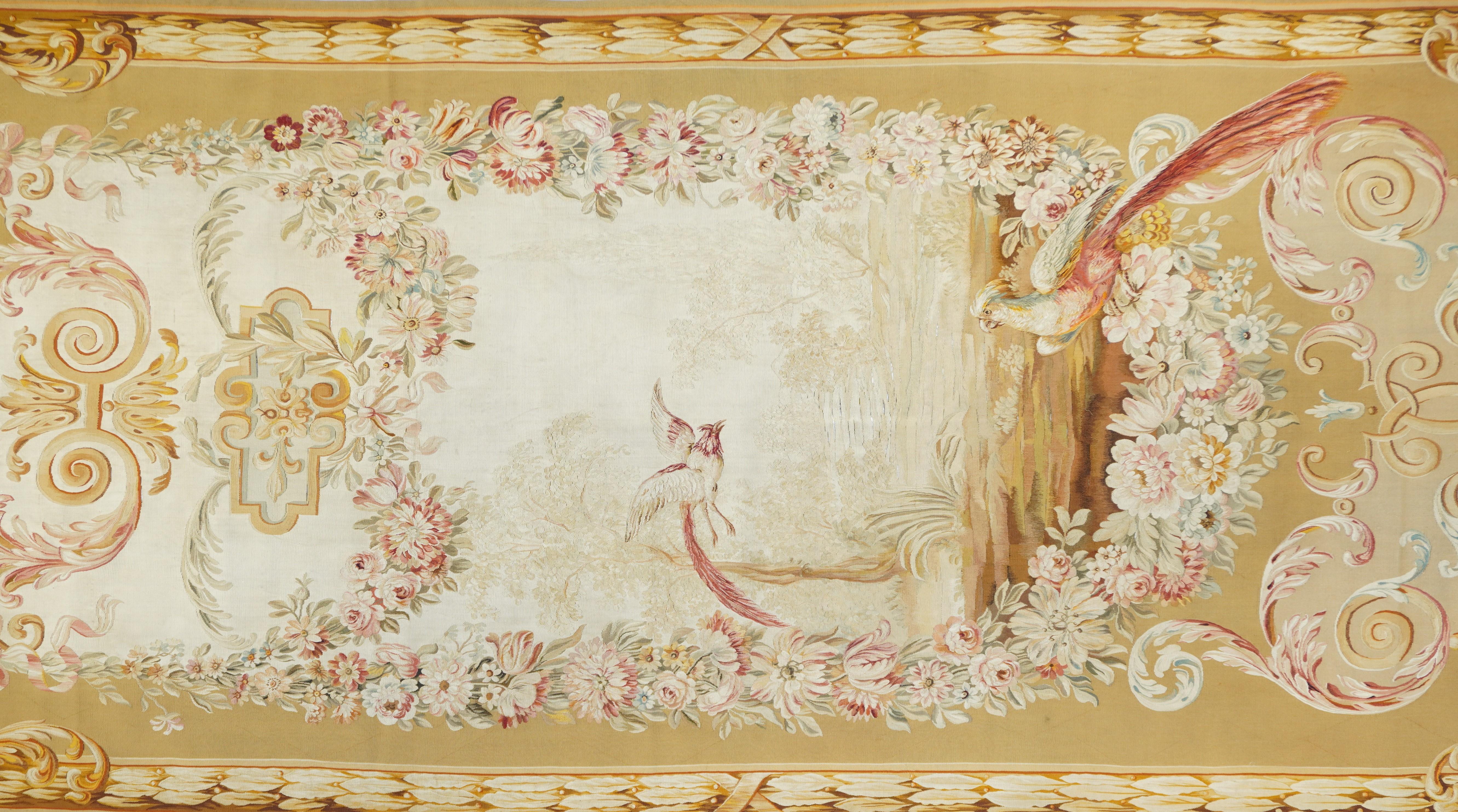 19th Century Antique French Tapestry 4'7'' x 10'3'' For Sale