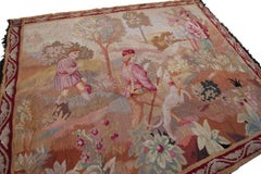 Antique French Tapestry 4X5 Handmade Tapestry Verdure Tapestry 122cm x 153CM