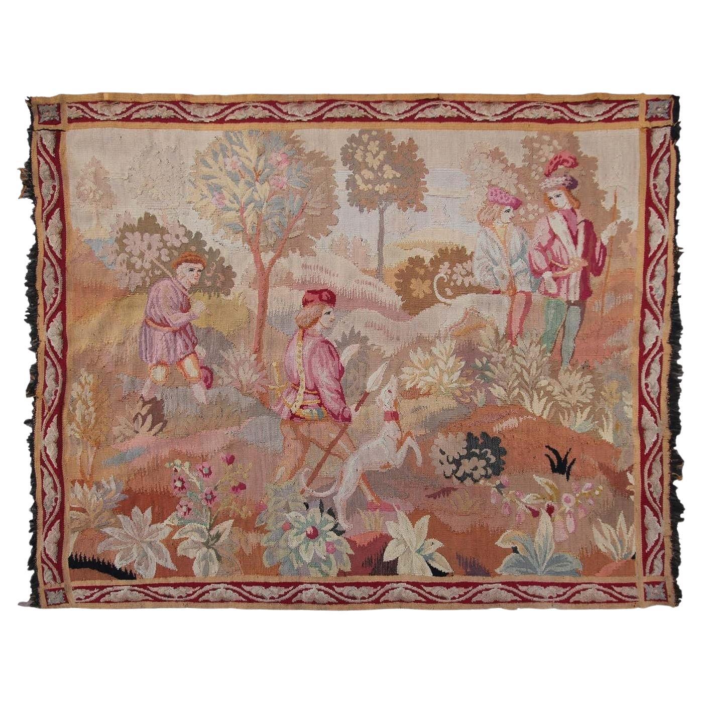 Antiker französischer Wandteppich 4X5, handgefertigter Wandteppich Verdure 122cm x 153CM