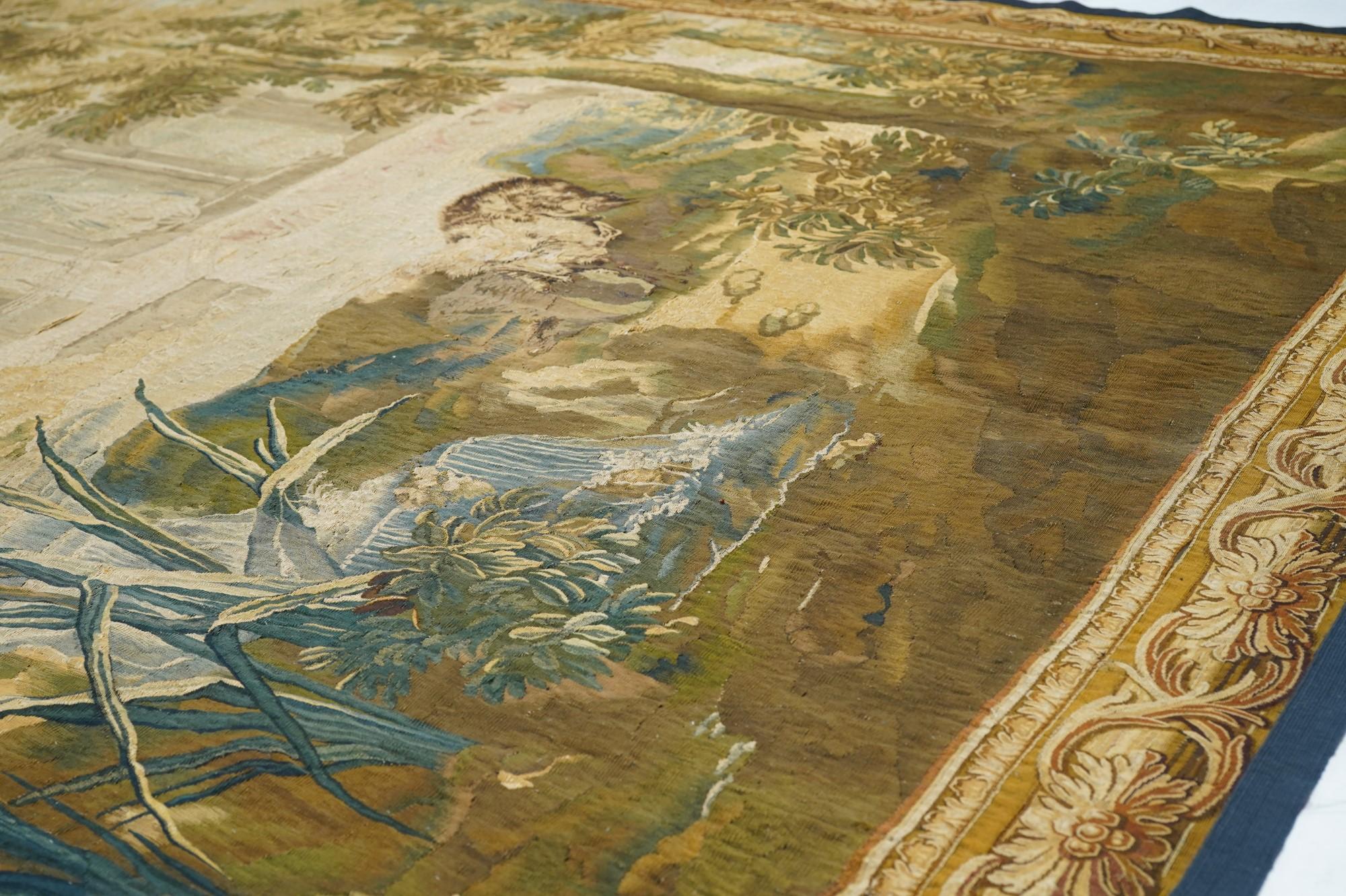 Laine Tapisserie française ancienne 7'11 x 10'4 en vente