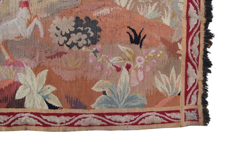 Antique French Tapestry Antique Tapestry Handmade Tapestry Verdure Tapestry In Good Condition For Sale In New York, NY