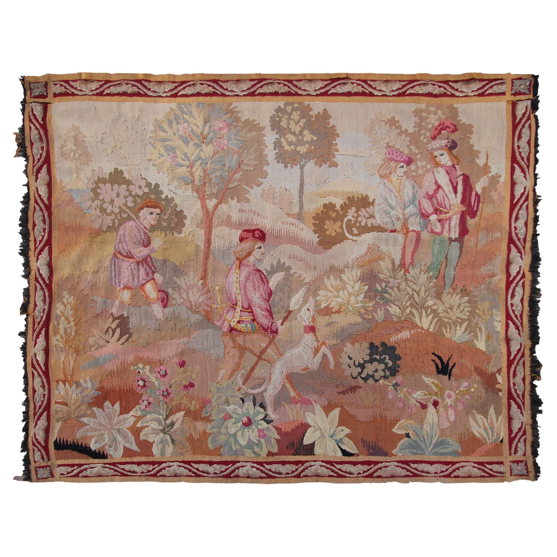 Antique French Tapestry Antique Tapestry Handmade Tapestry Verdure Tapestry