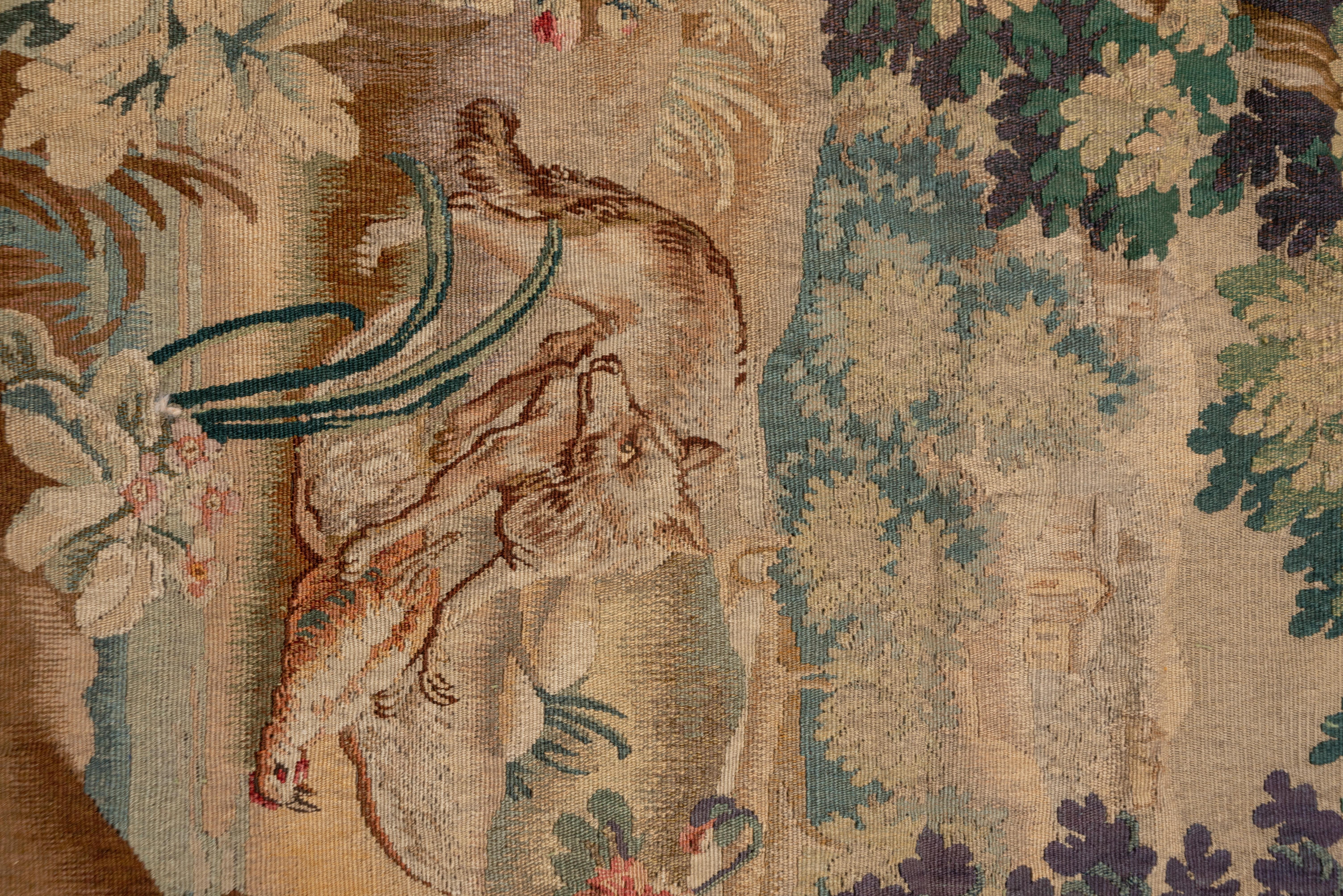 French Provincial Antique French Tapestry, circa 1800s, Soft Tones