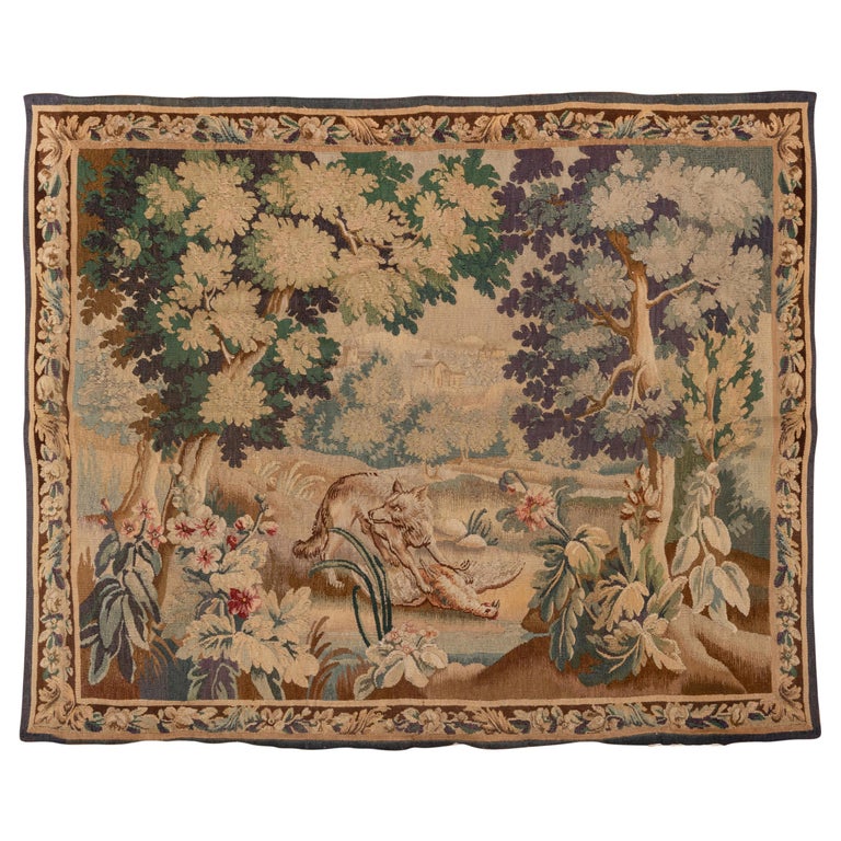 Antique French Tapestry, circa 1800s, Soft Tones For Sale at 1stDibs