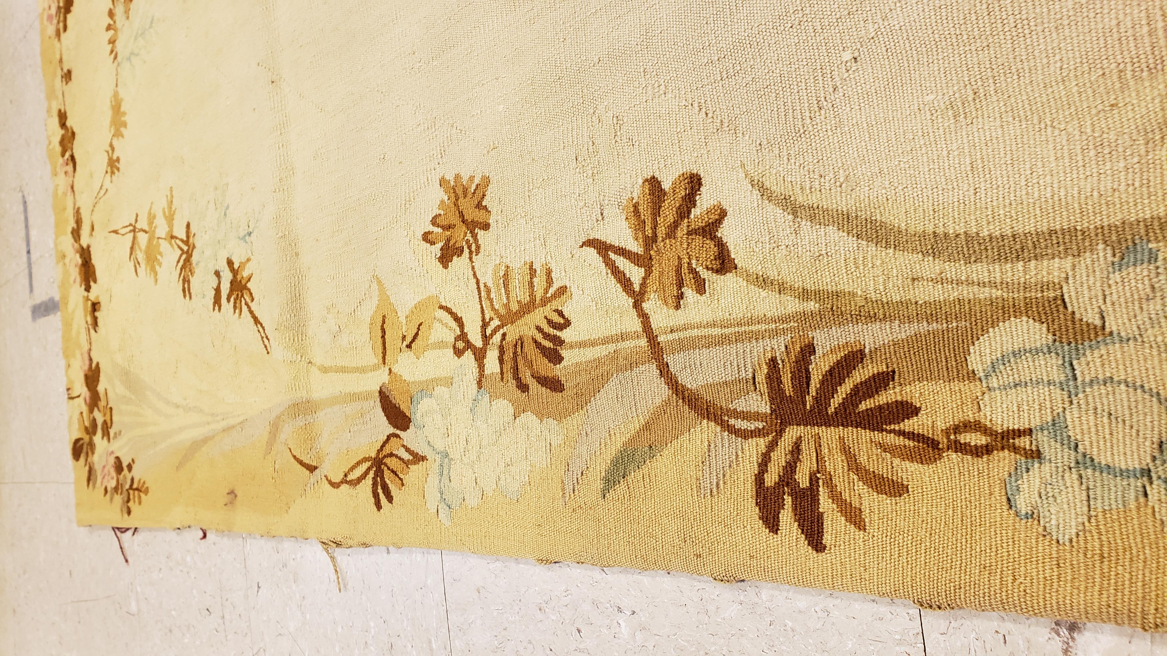 Hand-Knotted Antique French Tapestry Circa 1900 in Soft Autumnal Colors For Sale