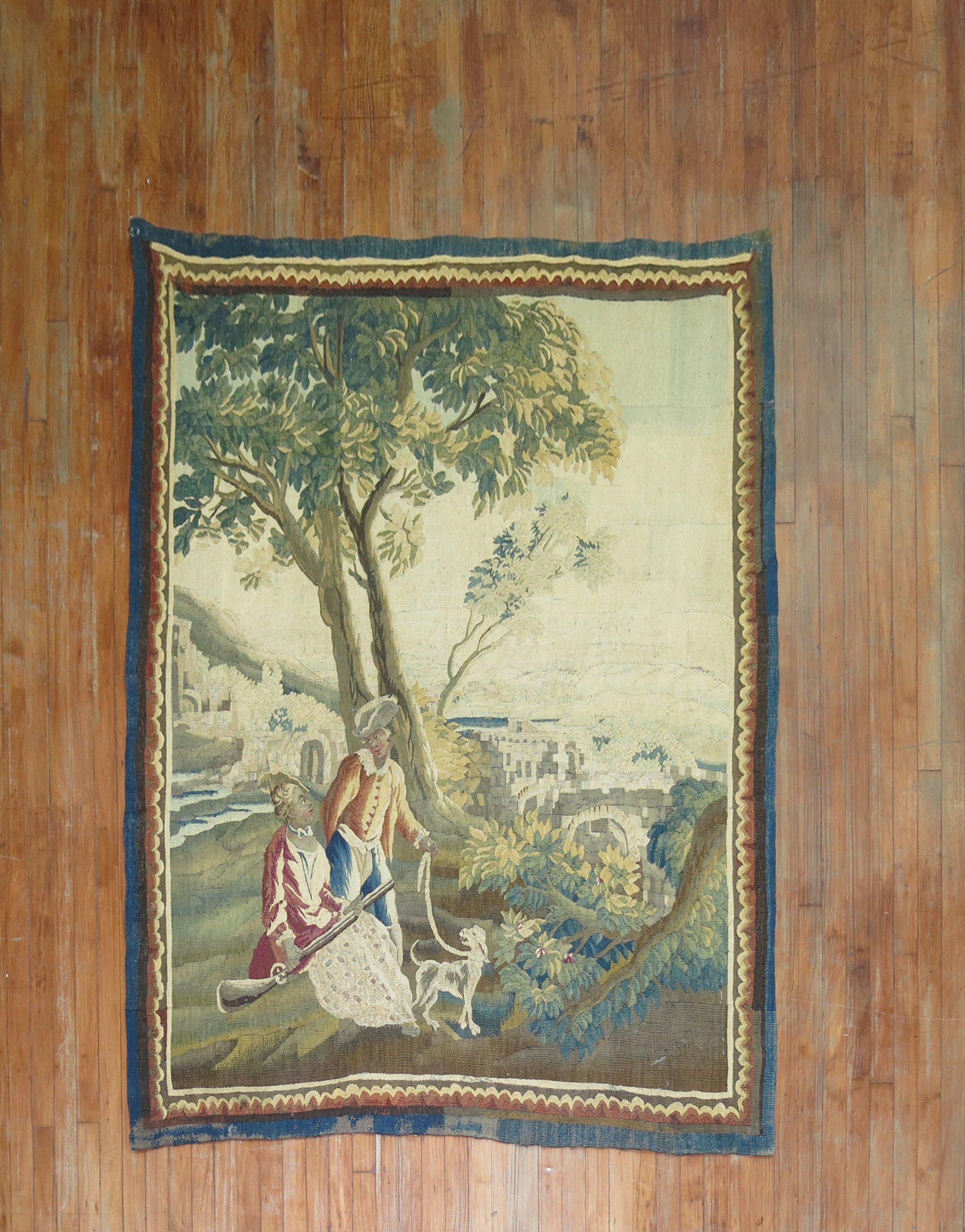 Authentic 18th-century tapestry 

5'4'' x 6'9''.