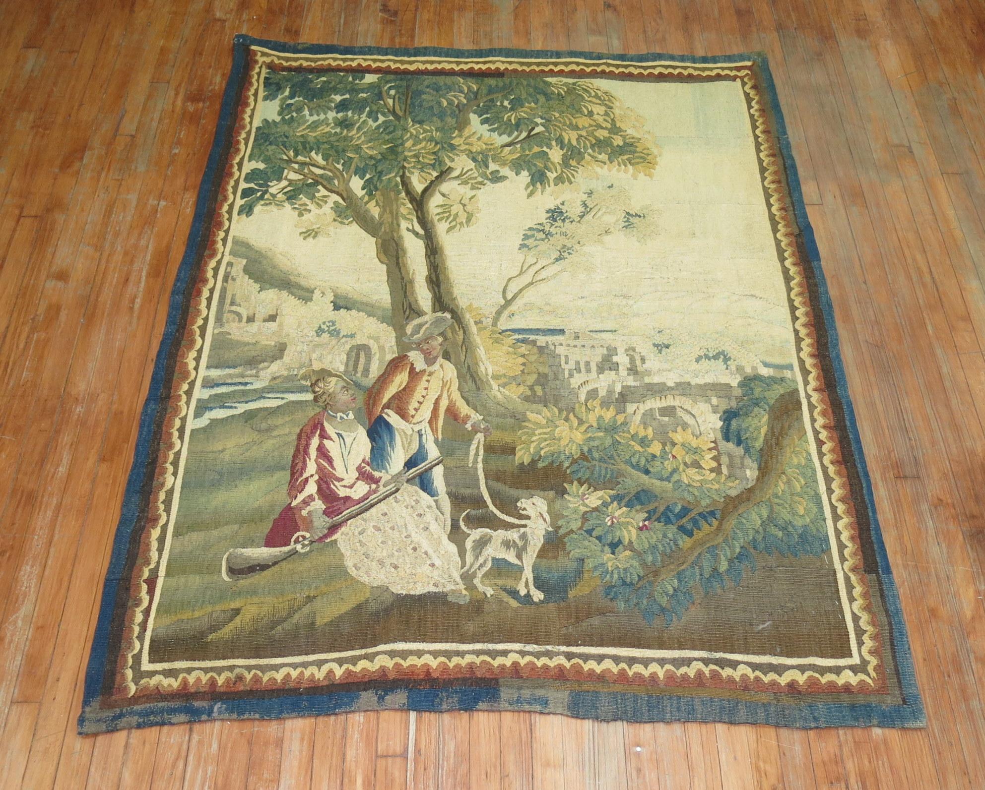 18th Century and Earlier Zabihi Collection Antique French Tapestry For Sale