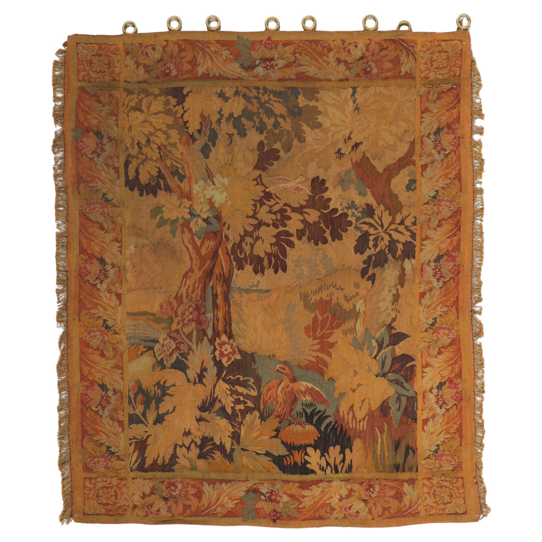 Late 19th Century French Aubusson Verdure Tapestry with Louis XV Style