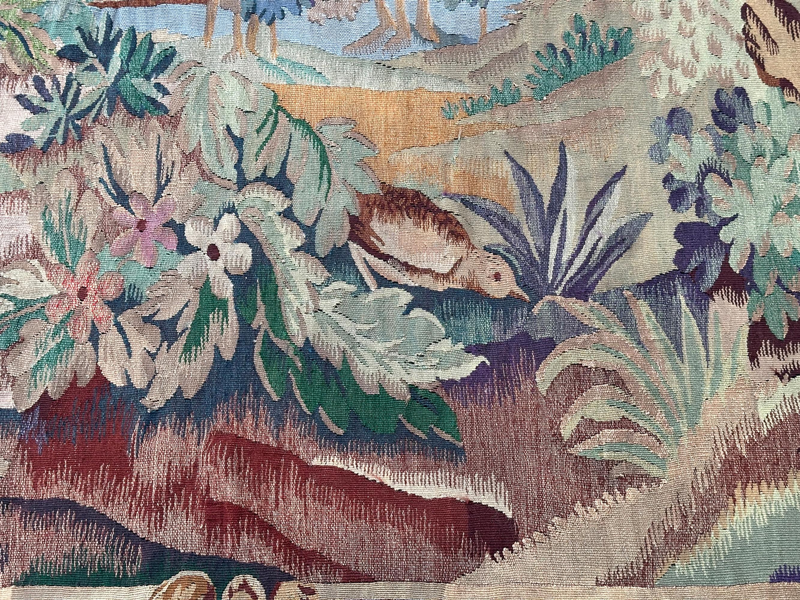 Antique French Tapestry Art Nouveau Tapiz antiguo 208cm x 257cm 7'x9'  c.1920 en venta 2