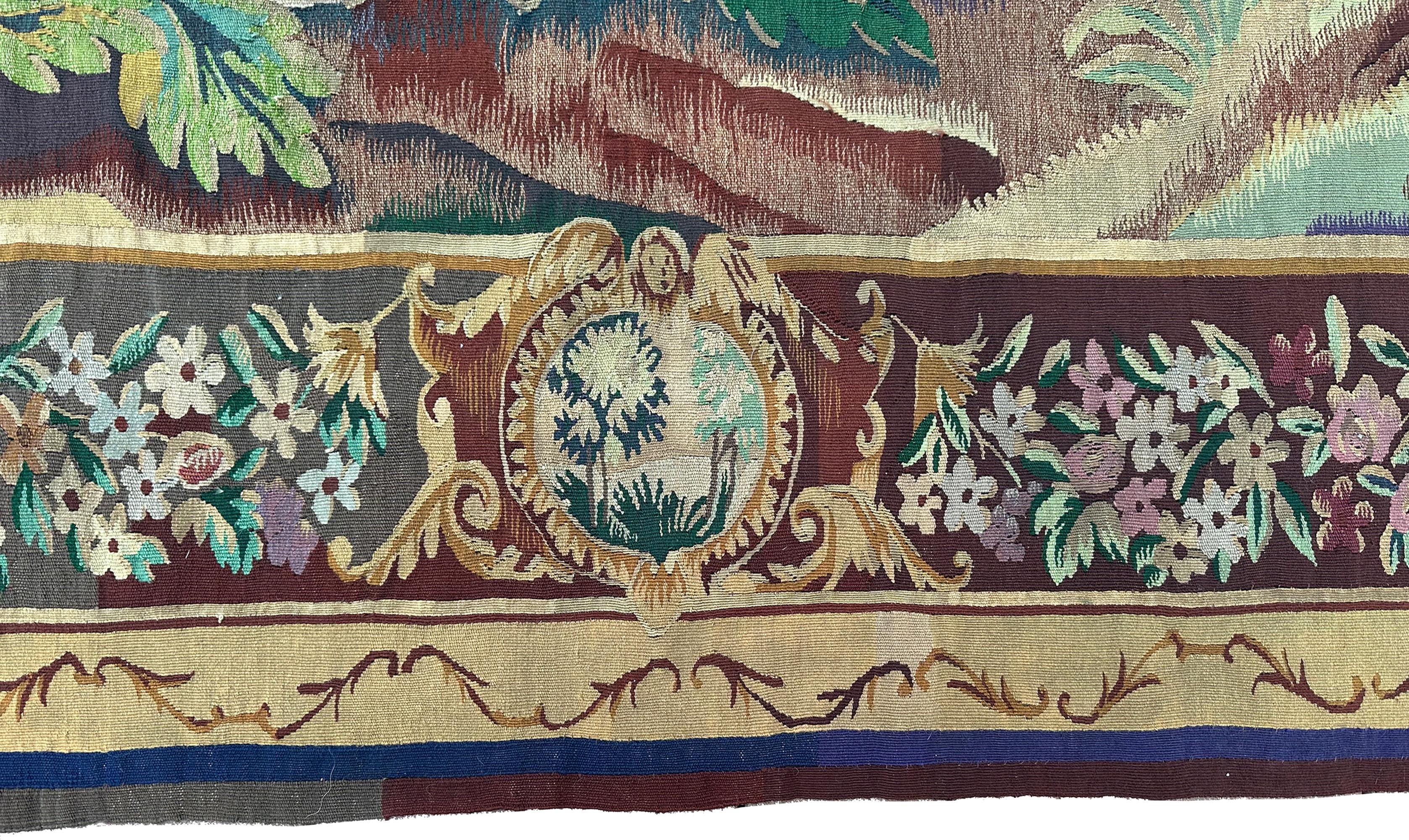 Antique French Tapestry Art Nouveau Tapiz antiguo 208cm x 257cm 7'x9'  c.1920 en venta 4