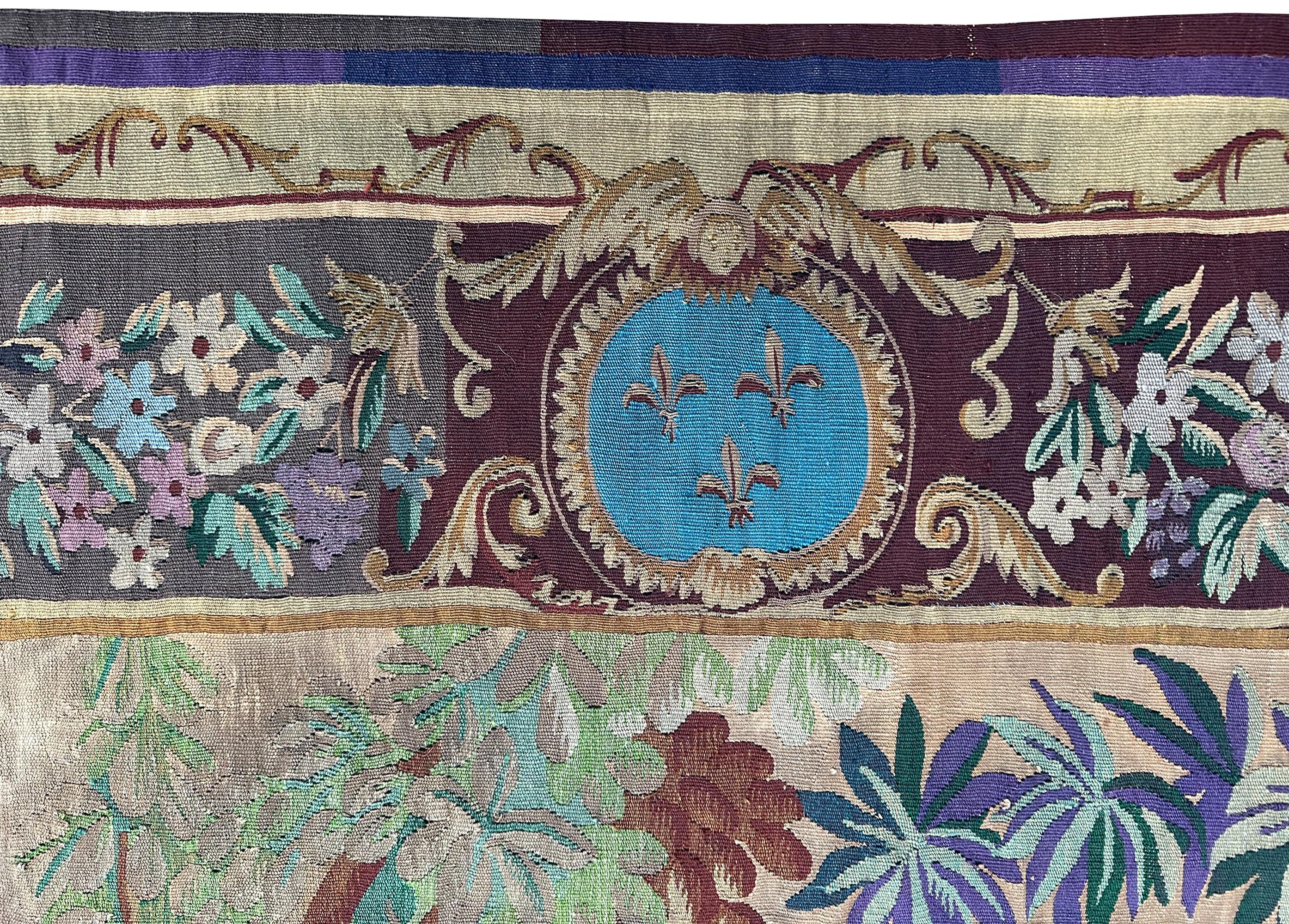 Antique French Tapestry Art Nouveau Tapiz antiguo 208cm x 257cm 7'x9'  c.1920 en venta 5