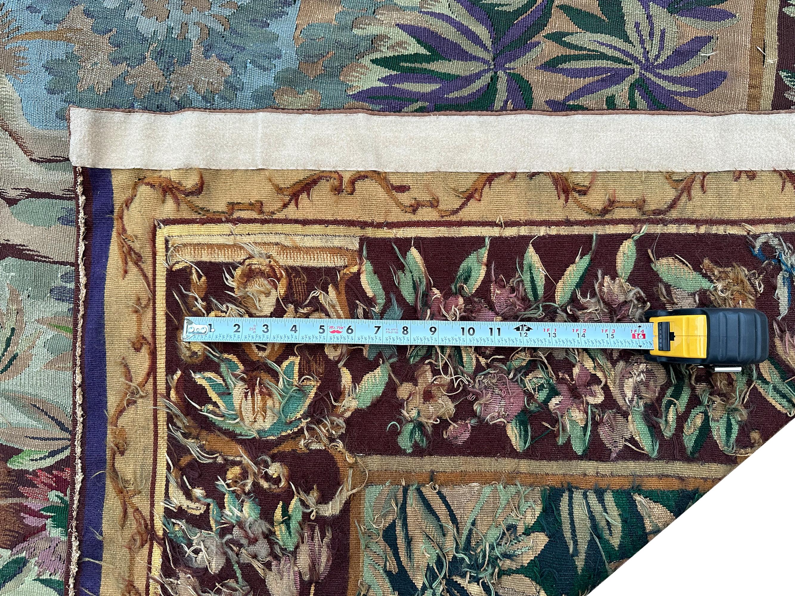 Antique French Tapestry Art Nouveau Tapiz antiguo 208cm x 257cm 7'x9'  c.1920 en venta 6