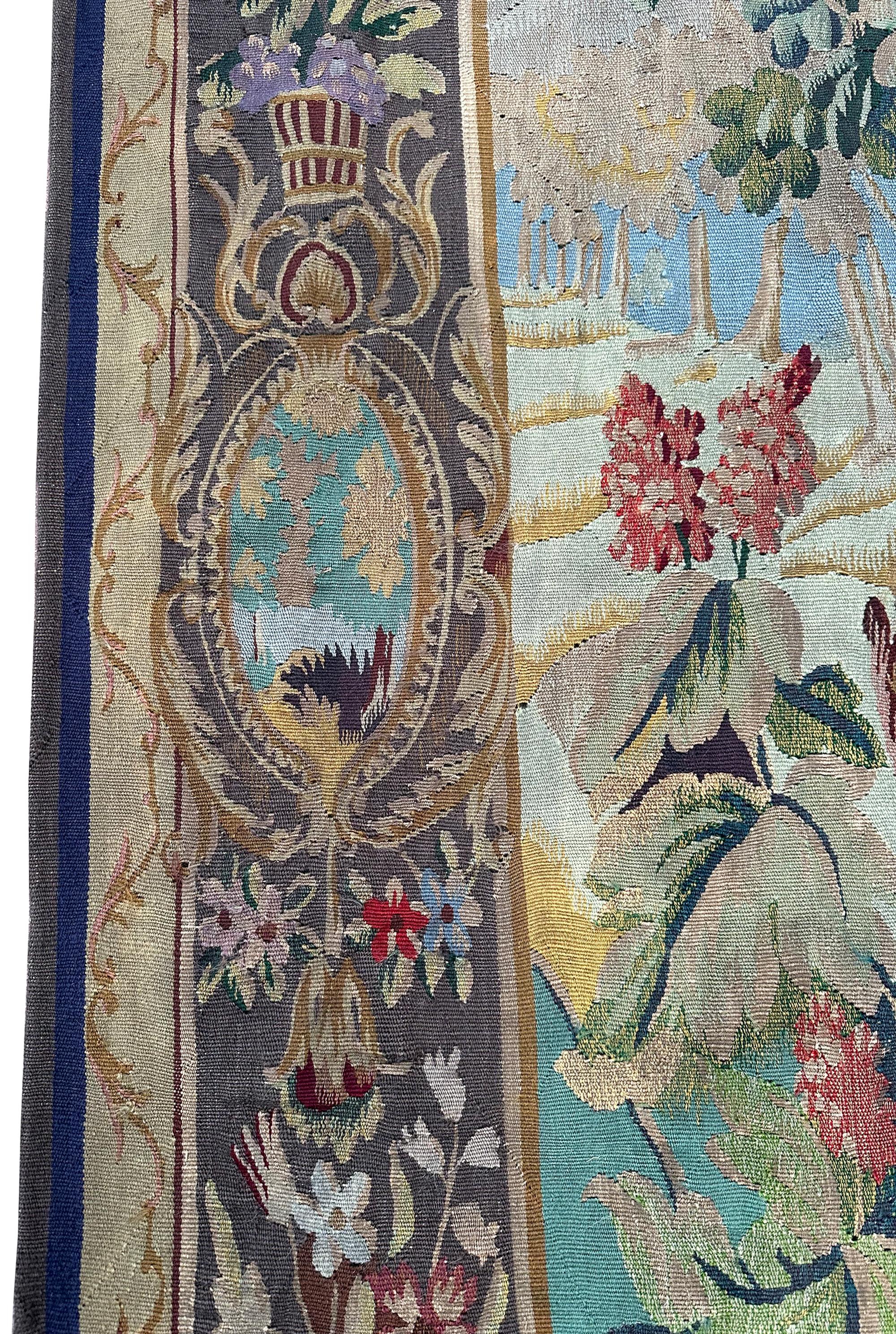 Antique French Tapestry Art Nouveau Tapiz antiguo 208cm x 257cm 7'x9'  c.1920 Lana en venta