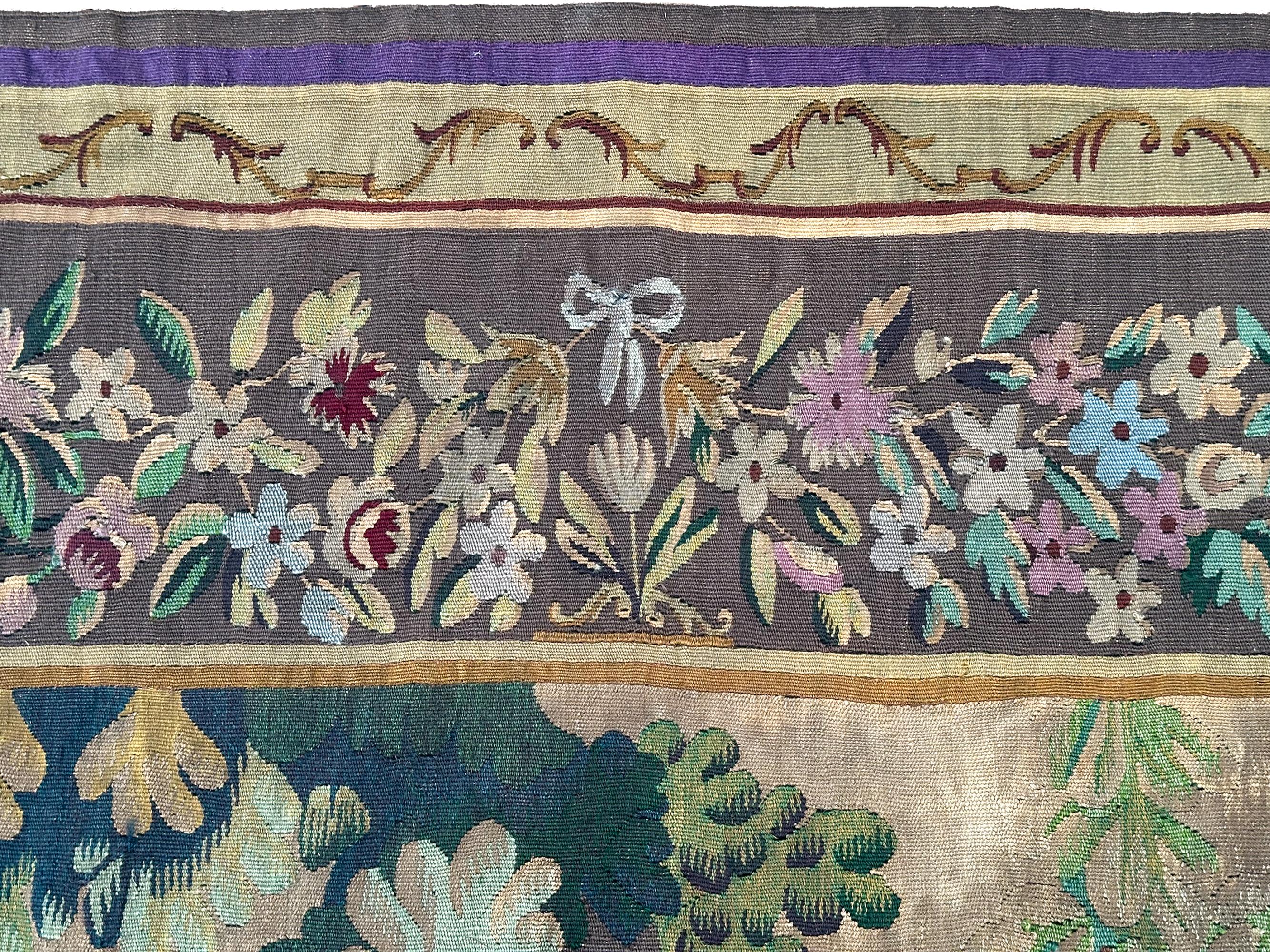 Antique French Tapestry Art Nouveau Tapiz antiguo 208cm x 257cm 7'x9'  c.1920 en venta 1