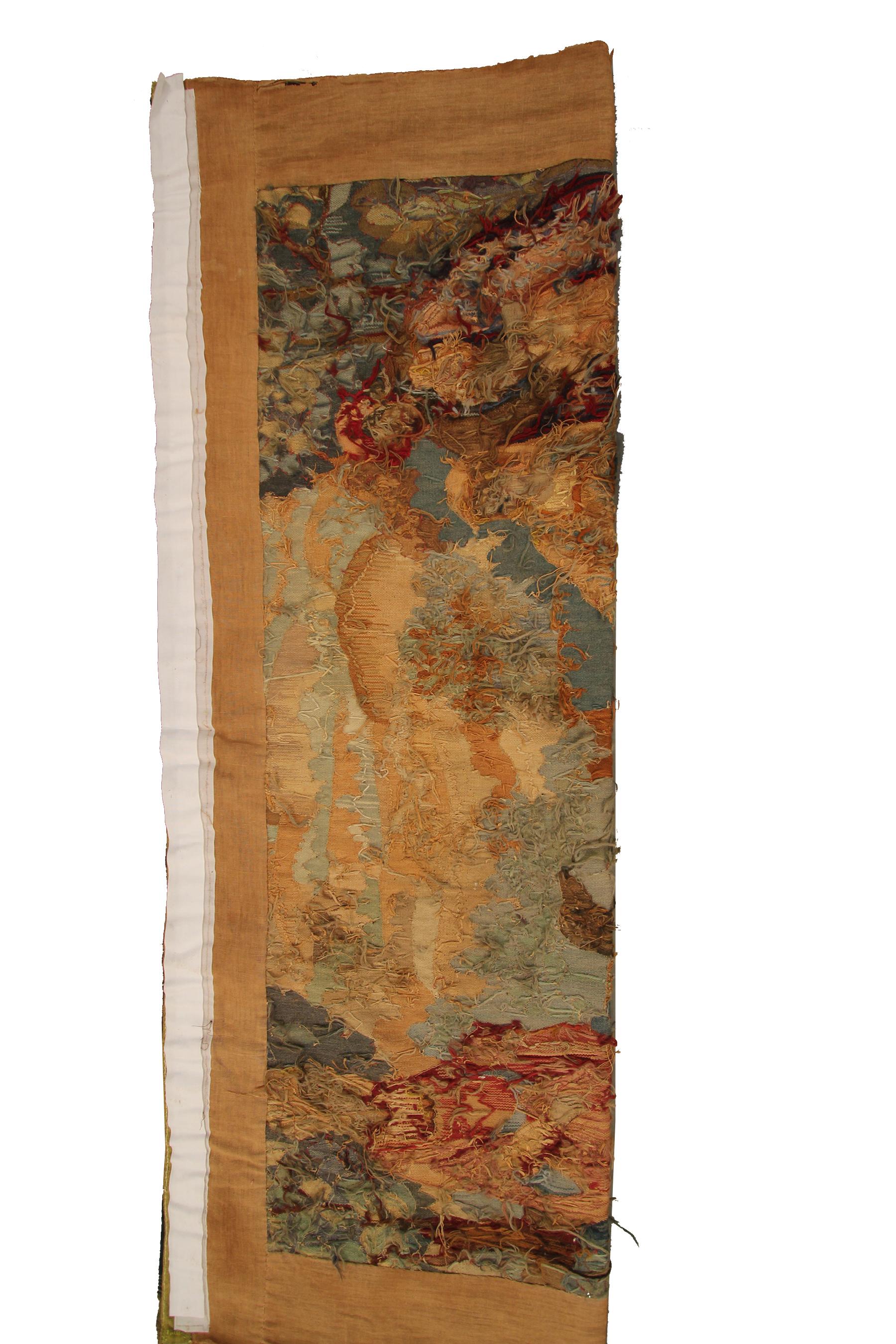 Wool Antique French Tapestry Handmade Tapestry Beige Large Tapestry Medieval, 1920