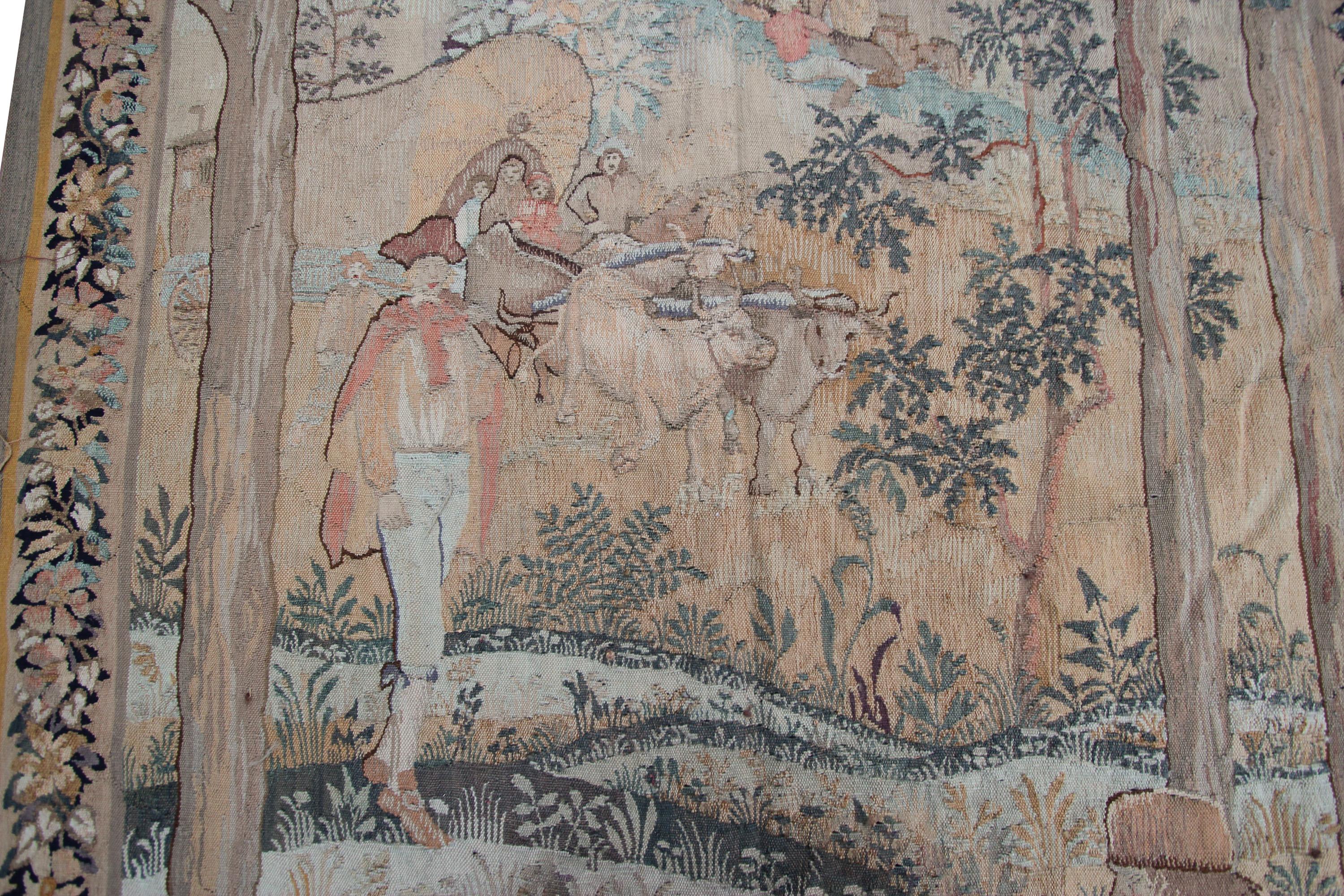 Antique French Tapestry Handmade Tapestry Large Verdure Tapestry 5x9 In Good Condition For Sale In New York, NY