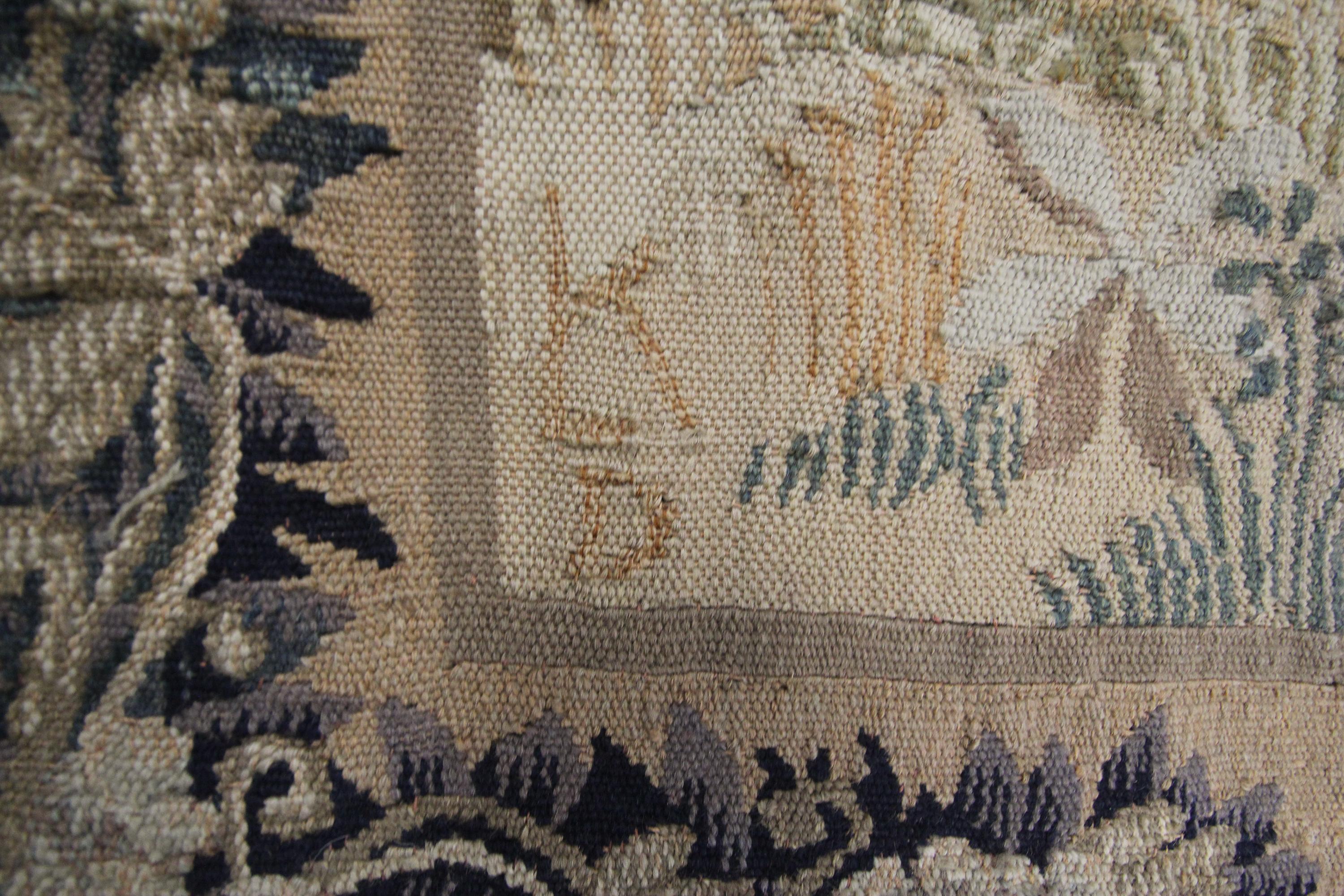 Tapisserie française ancienne faite à la main Grande tapisserie Verdure 5x9 en vente 1