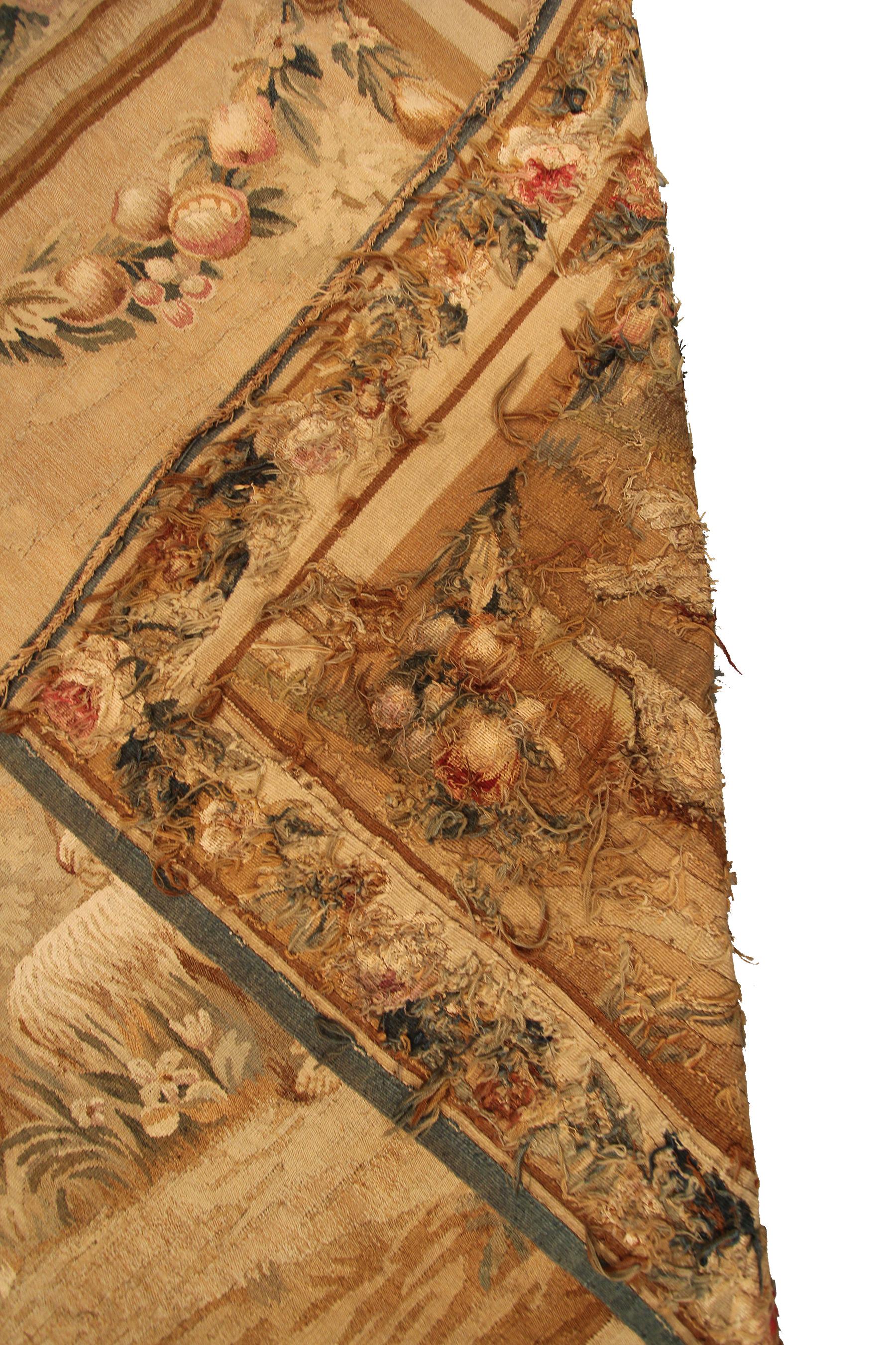 Antiker französischer Wandteppich, handgewebter französischer Wandteppich, Aubusson-Wandteppich im Angebot 3