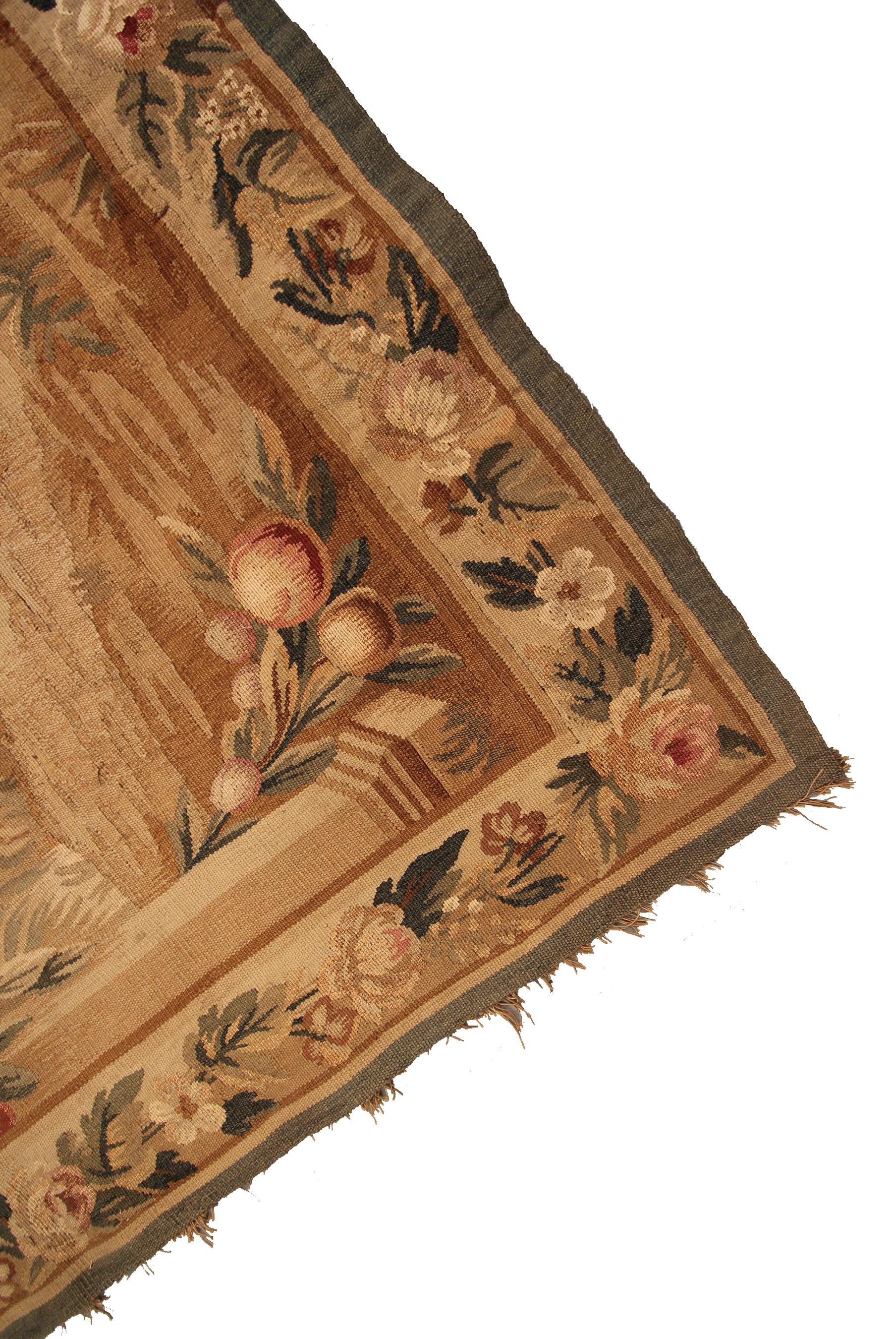 Antiker französischer Wandteppich, handgewebter französischer Wandteppich, Aubusson-Wandteppich (Handgewebt) im Angebot