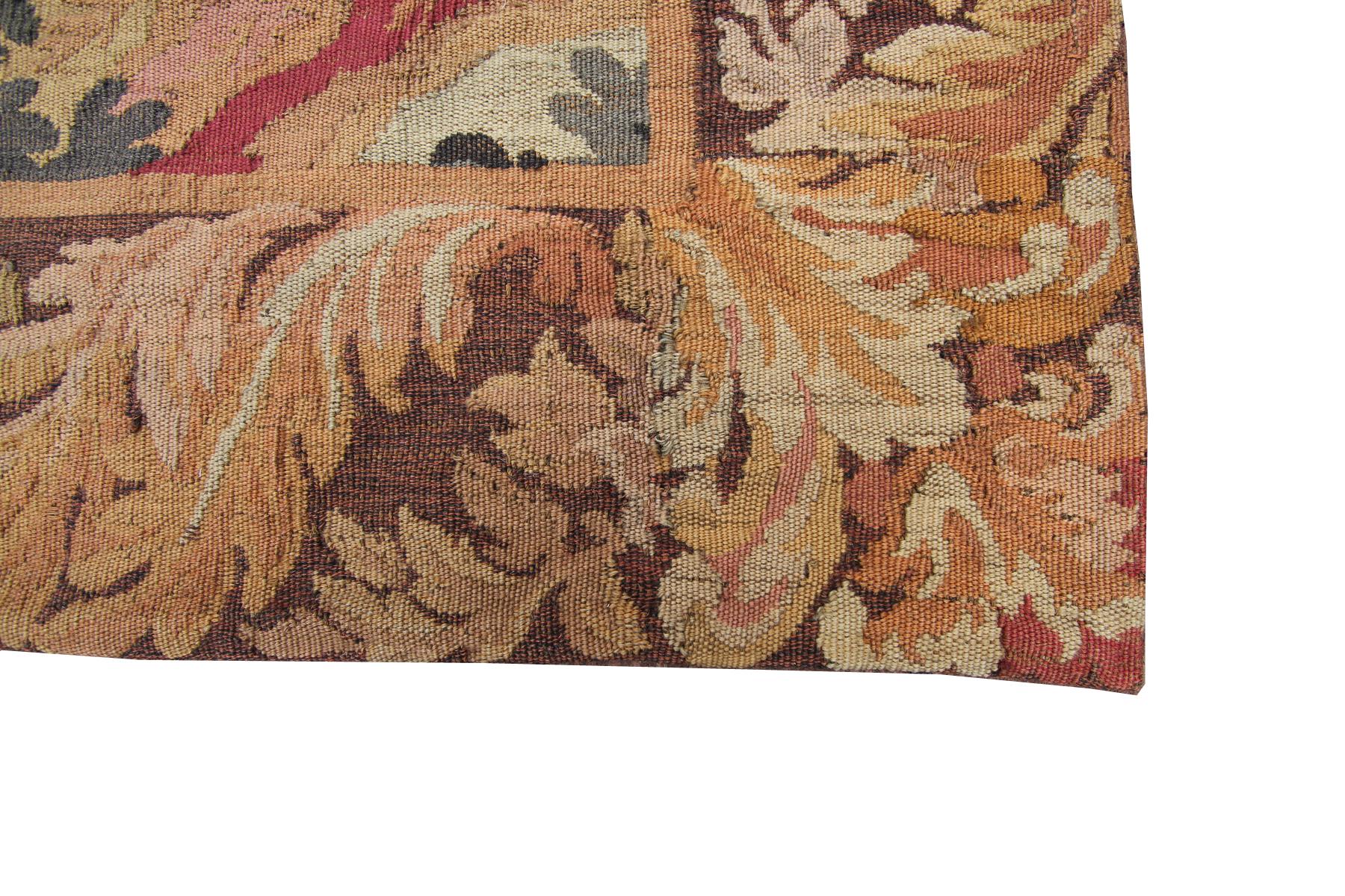 Antique French Tapestry Handwoven French Tapestry Aubusson Verdure Tapestry For Sale 4