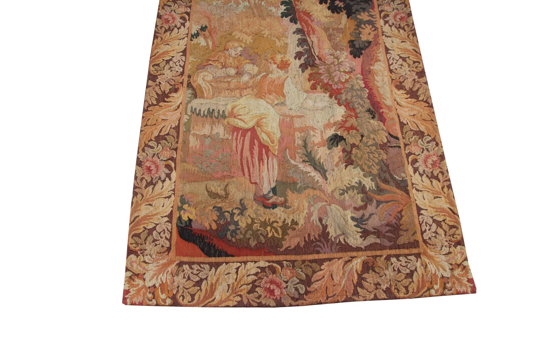 Antique French Tapestry Handwoven French Tapestry Aubusson Verdure Tapestry In Good Condition For Sale In New York, NY