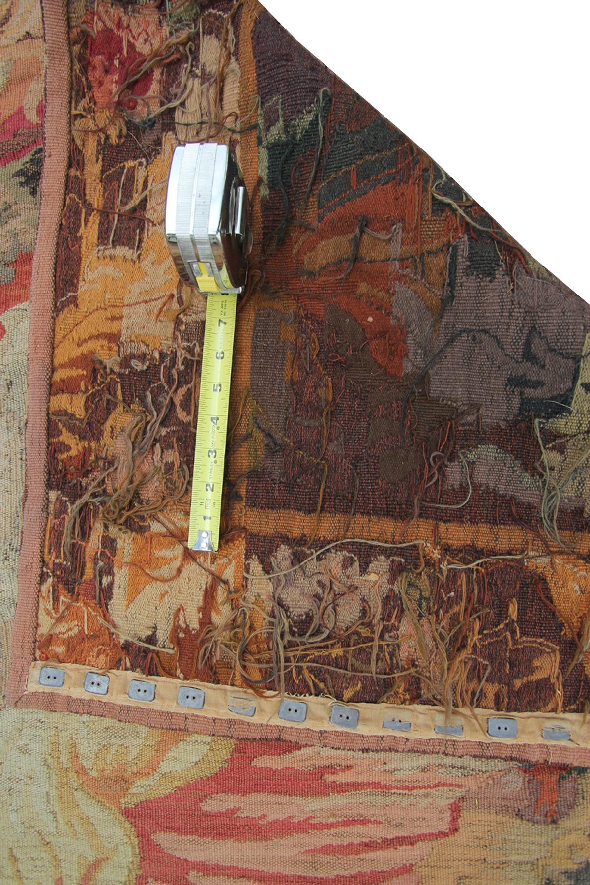 Antiker französischer Wandteppich, handgewebter französischer Wandteppich, Aubusson Verdure, 4x6 im Angebot 2