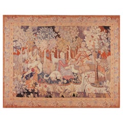 Antique French Tapestry Handwoven French Tapestry Aubusson Verdure Tapestry