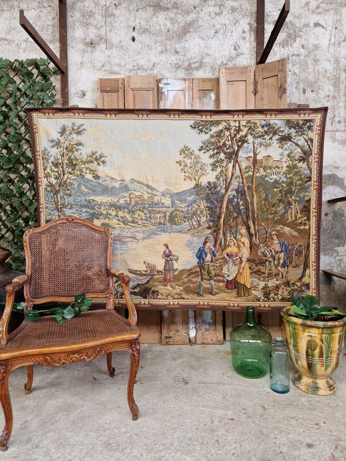 Antique Tapestry Large French Aubusson Gallant Scene For Sale 5