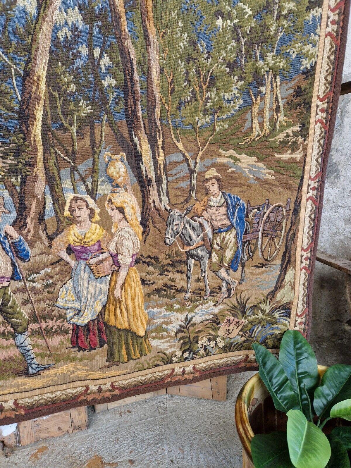 Antique Tapestry Large French Aubusson Gallant Scene In Good Condition For Sale In Buxton, GB