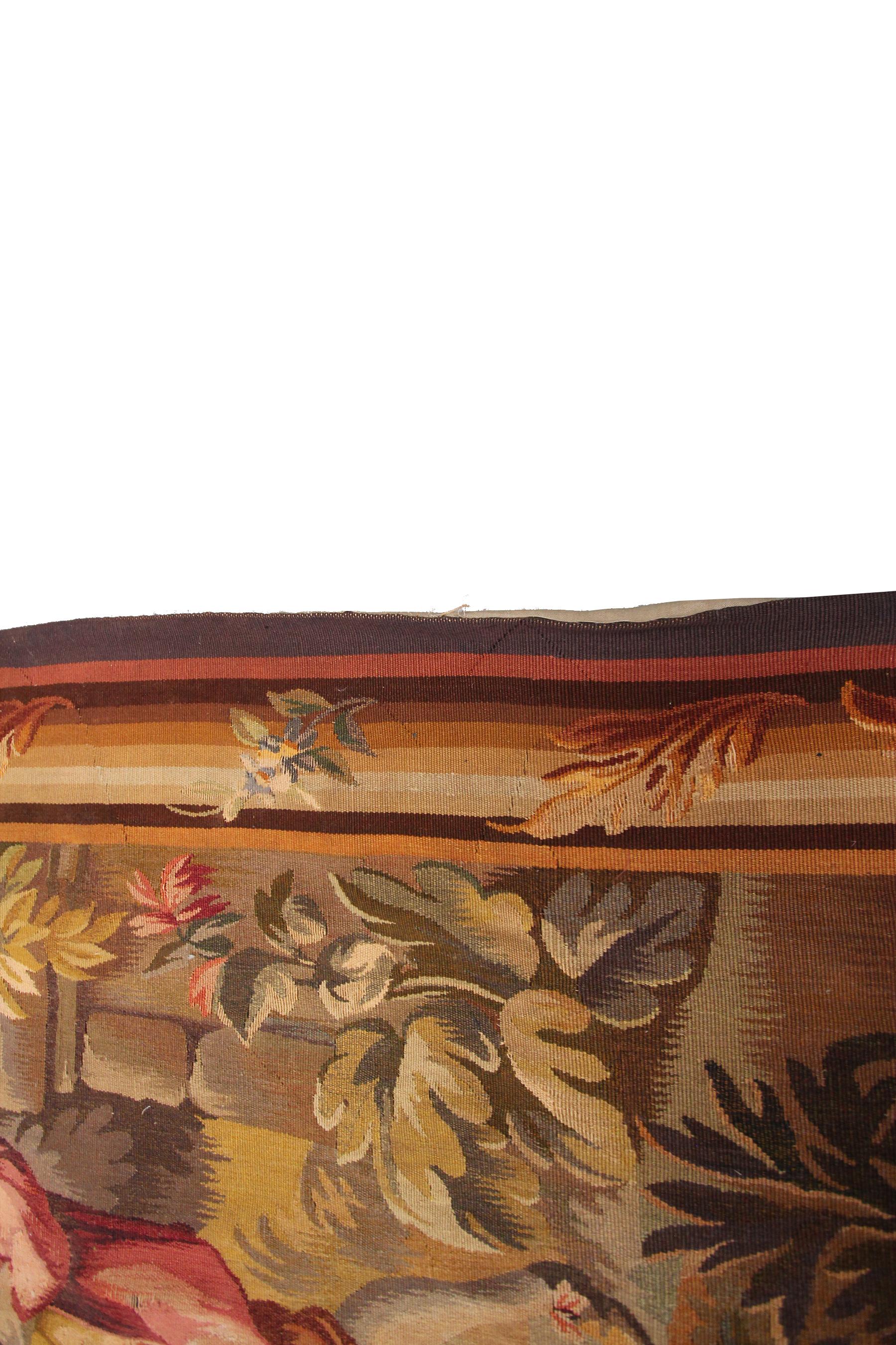 Antique French Tapestry Large Oversized Tapestry 1900 Wool & Silk 6x7 178x203cm For Sale 5